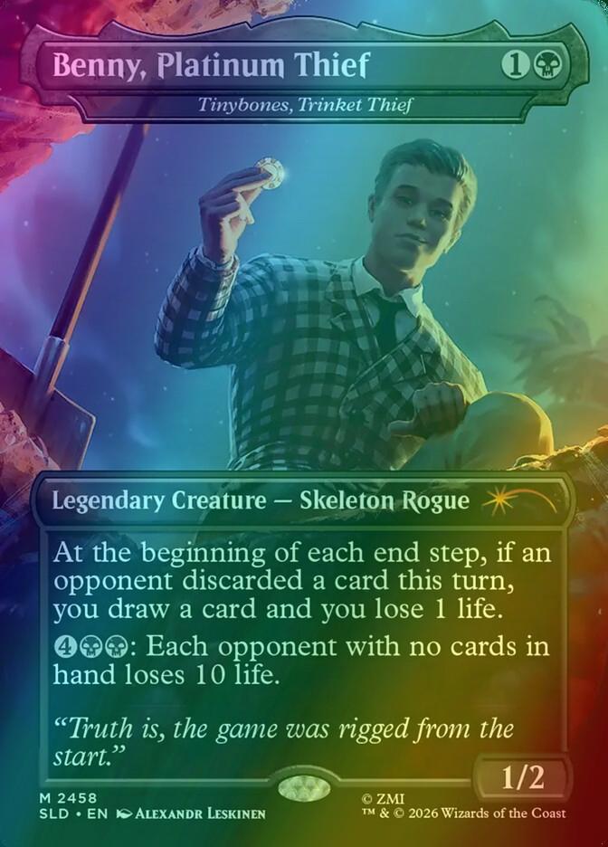 Benny platinum thief – Magic Benny, Platinum Thief - Tinybones, Trinket Thief [2458] [Borderless] [Fallout: Welcome to New Vegas] [Secret Lair Drop] [Foil]