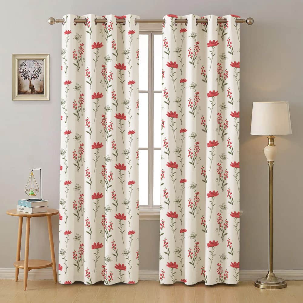 Urban Space -Home Furnishing Store 100% Cotton Curtains for Living Room, Bedroom curtains - Pack of 2 curtains, Orchid Blooms - Pink - view 6