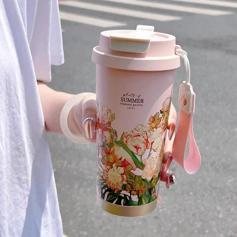 Peeperly Artistic Oleander Painting Tumbler – No Color - view 2