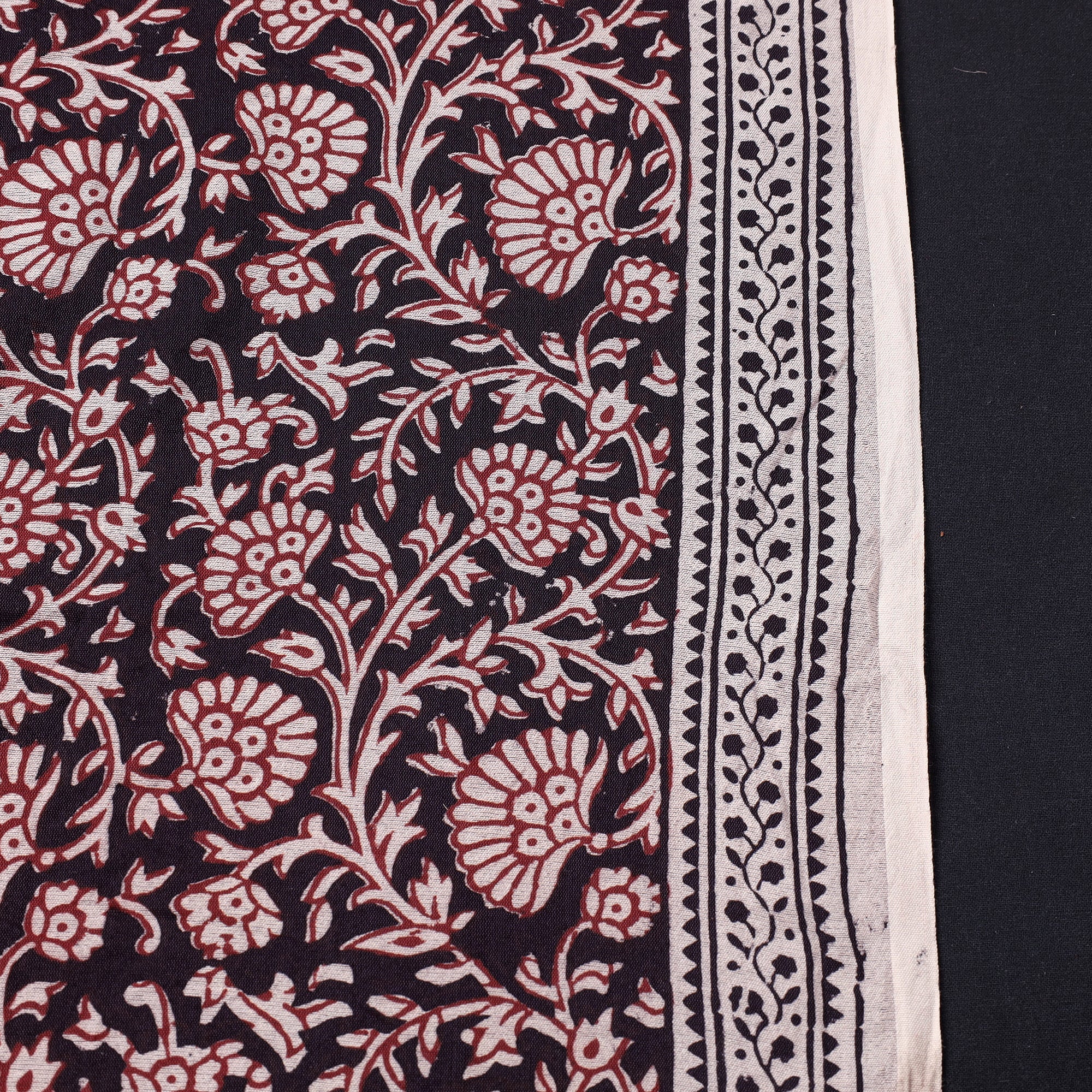 BAGH PRINTS BY UMAR FARUK KHATRI Black - Chanderi Silk Handloom Bagh Block Print Fabric - view 4