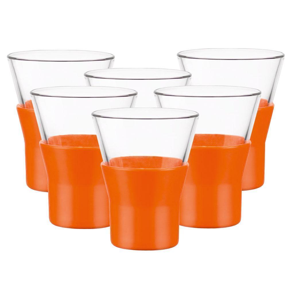 Wonderchef Bormioli Ypsilon Shot Glass- Orange 6Pc Set 110Ml