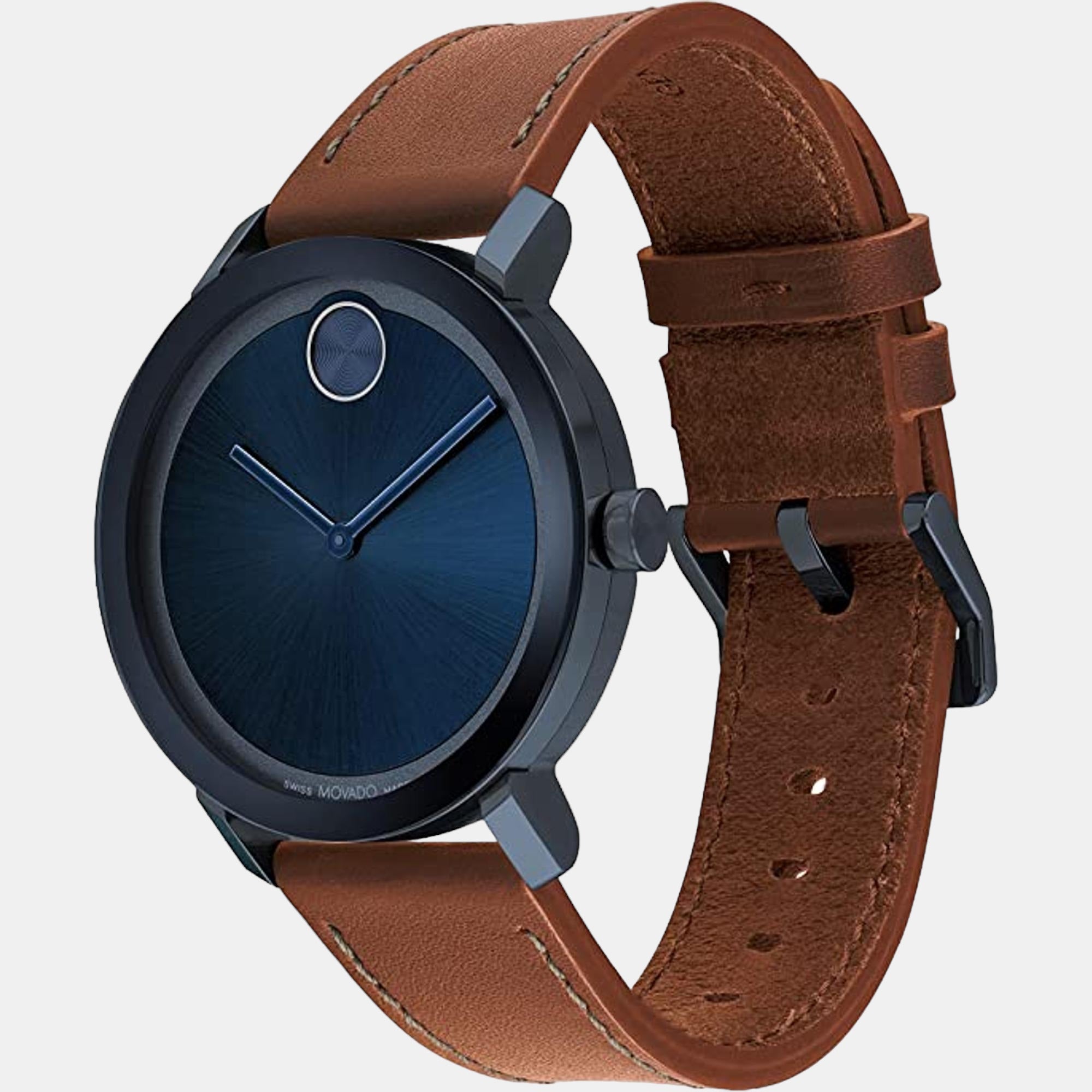 Movado Bold Men Quartz Blue Dial Analog Leather Watch 3600806 - view 2
