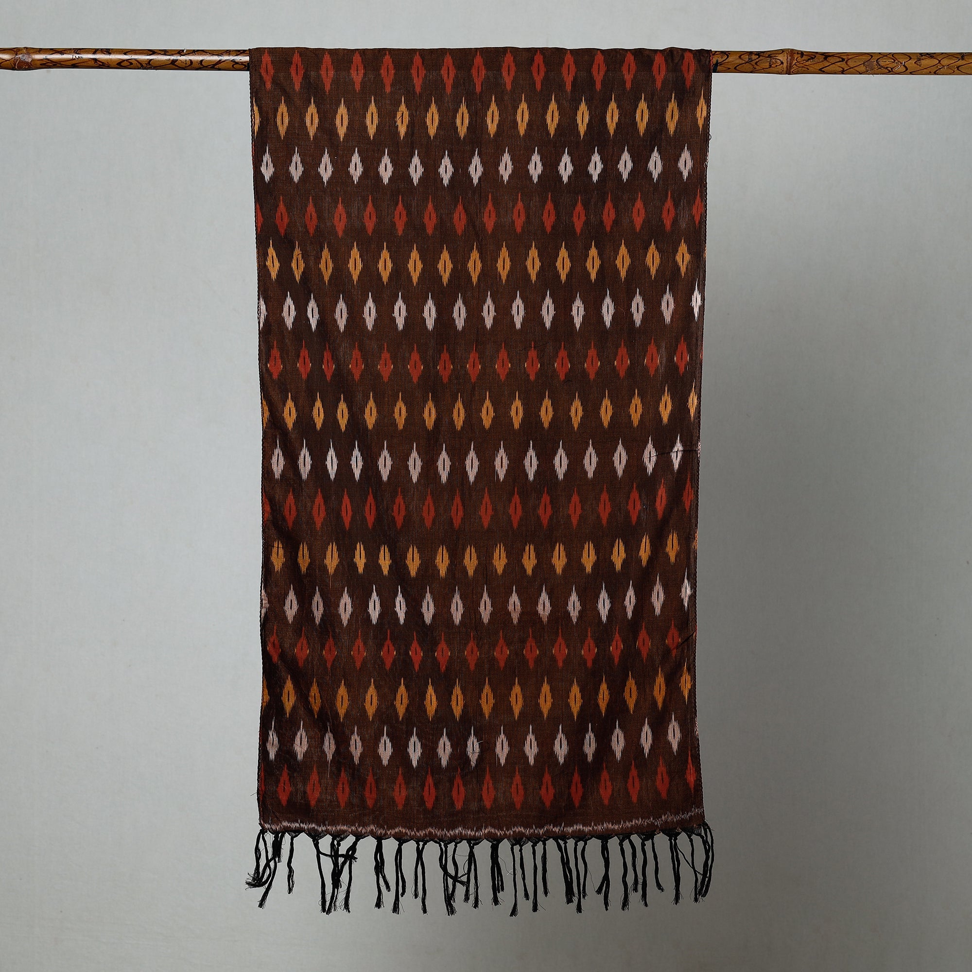 SOUTH KARGHA Brown - Handloom Mercerized Cotton Pochampally Ikat Stole - view 2