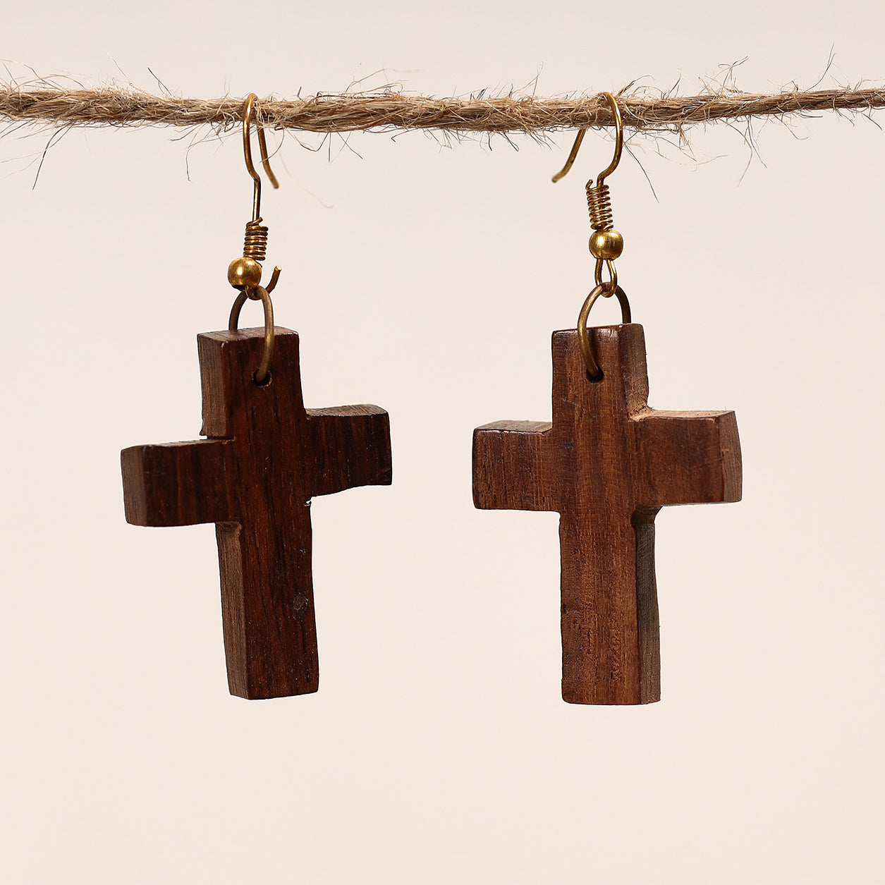 ITOKRI CRAFTS INITIATIVE Bijnor Hand Carved Sheesham Wood Earrings - view 2