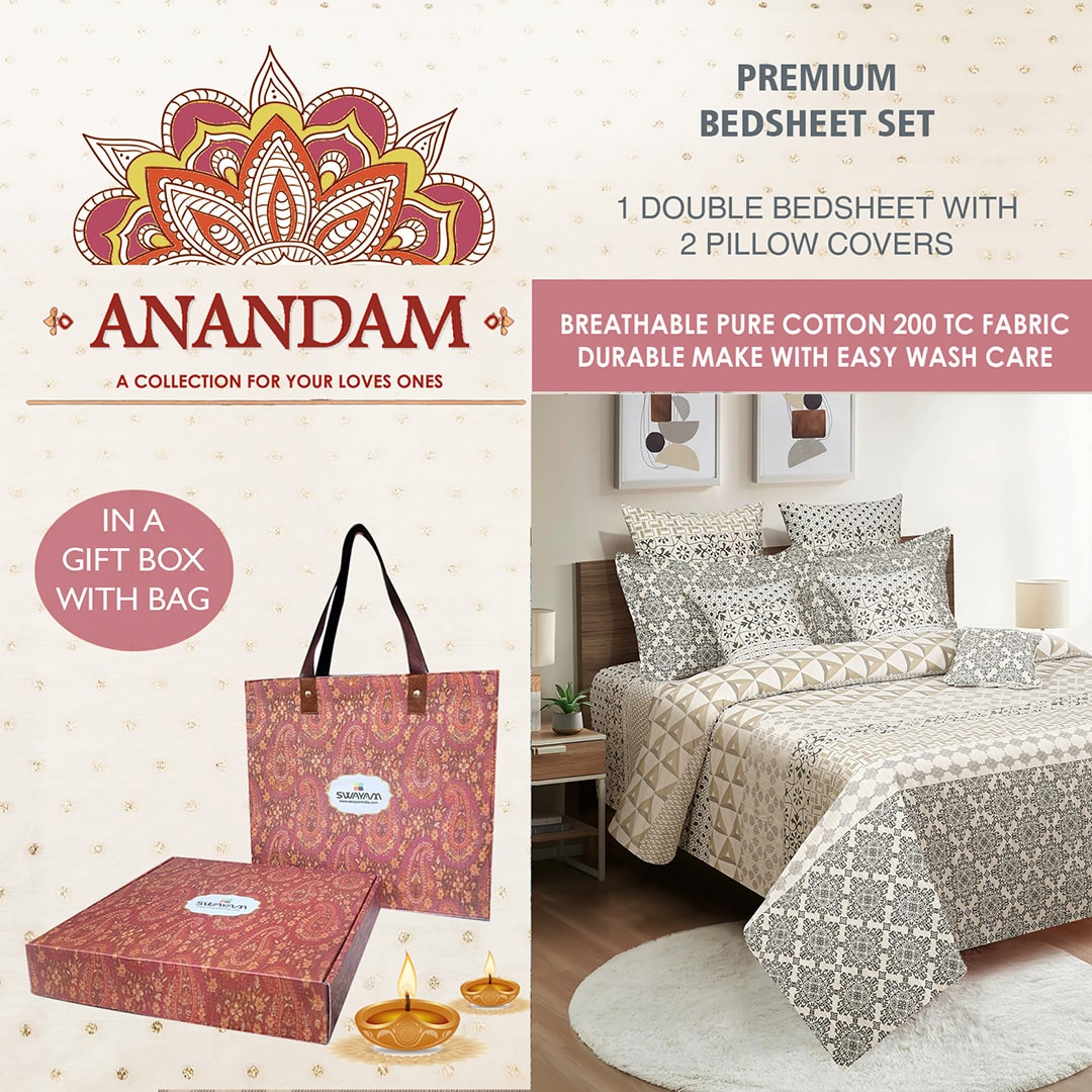 Swayam India Anandam Double Bedsheet with 2 Pillow Covers - 14112