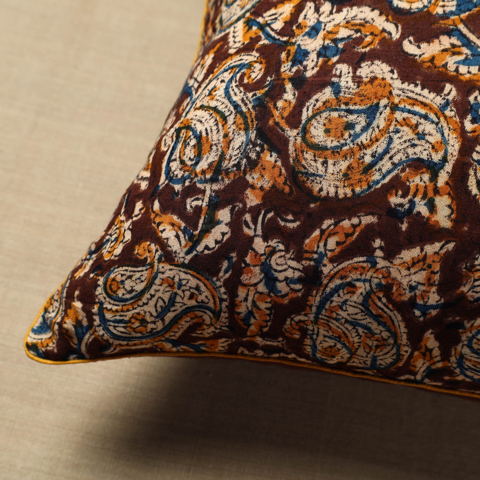 NOORI BAZAR Brown - Block Print Cotton Kalamkari Cushion Cover (16 x 16 in) 24 - view 2