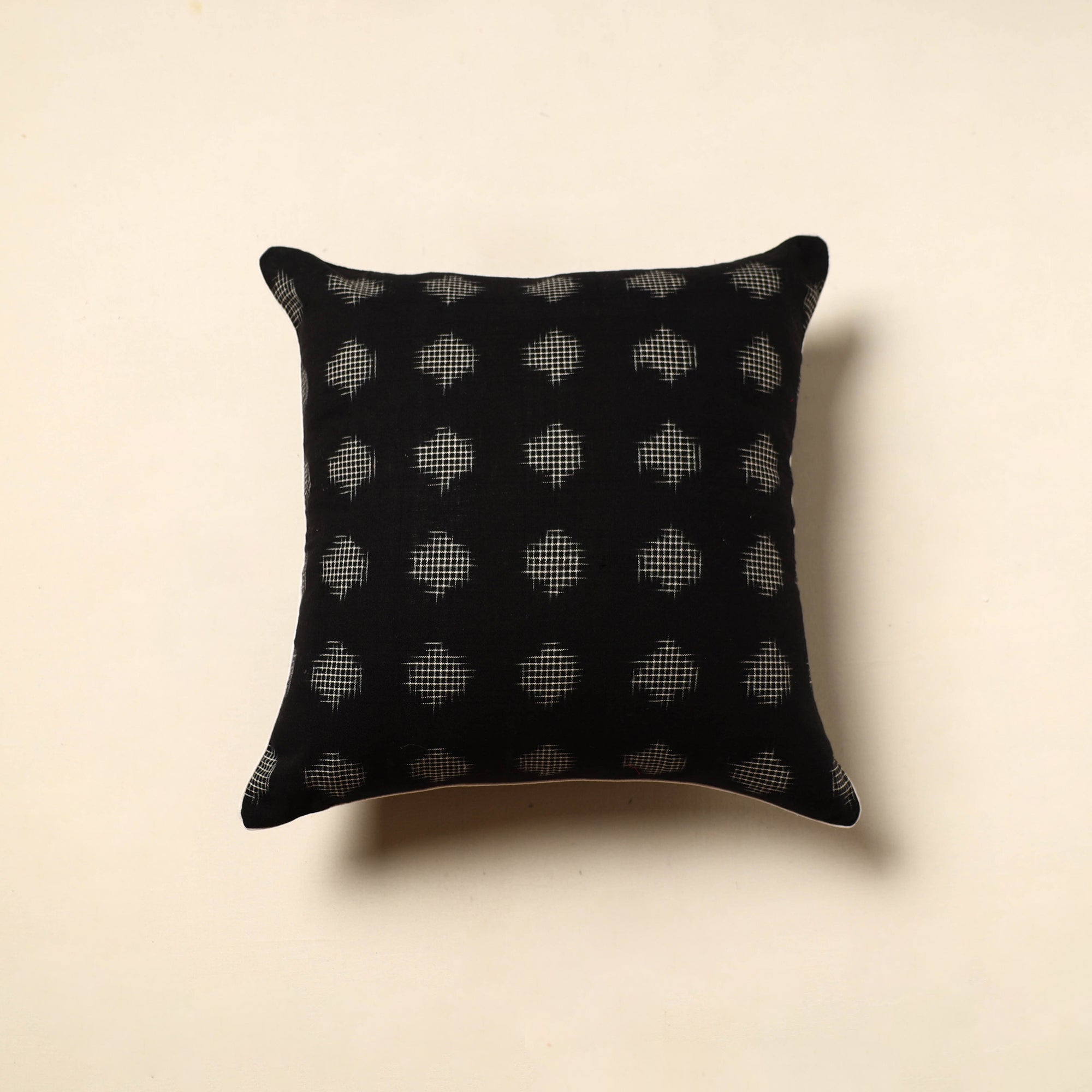 NOORI BAZAR Black - Cotton Pochampally Ikat Cushion Cover (16 x 16 in) 06