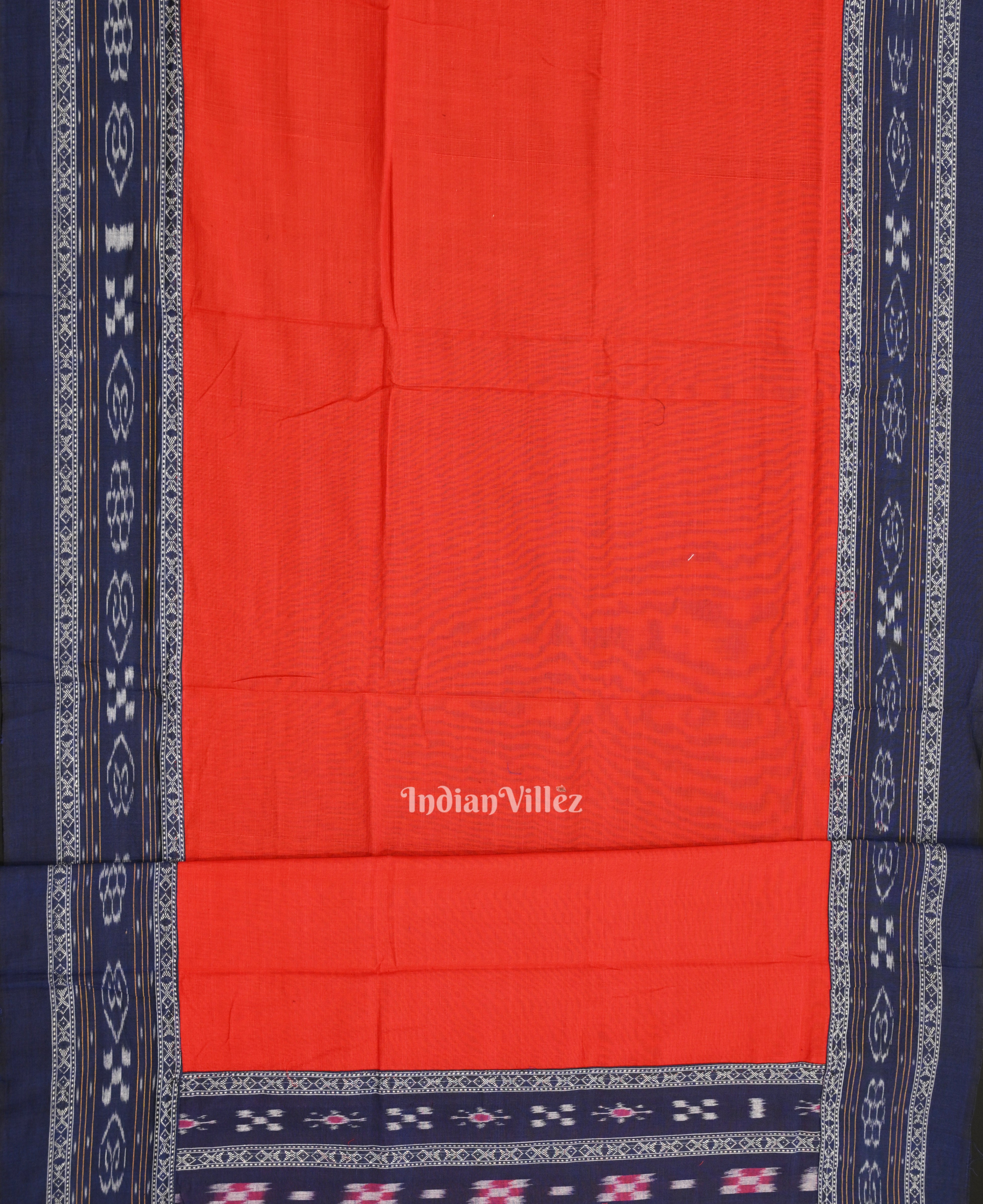 IndianVillèz Blue Red Pasapali Bandha Sambalpuri Cotton Dress set & Dupatta - view 5