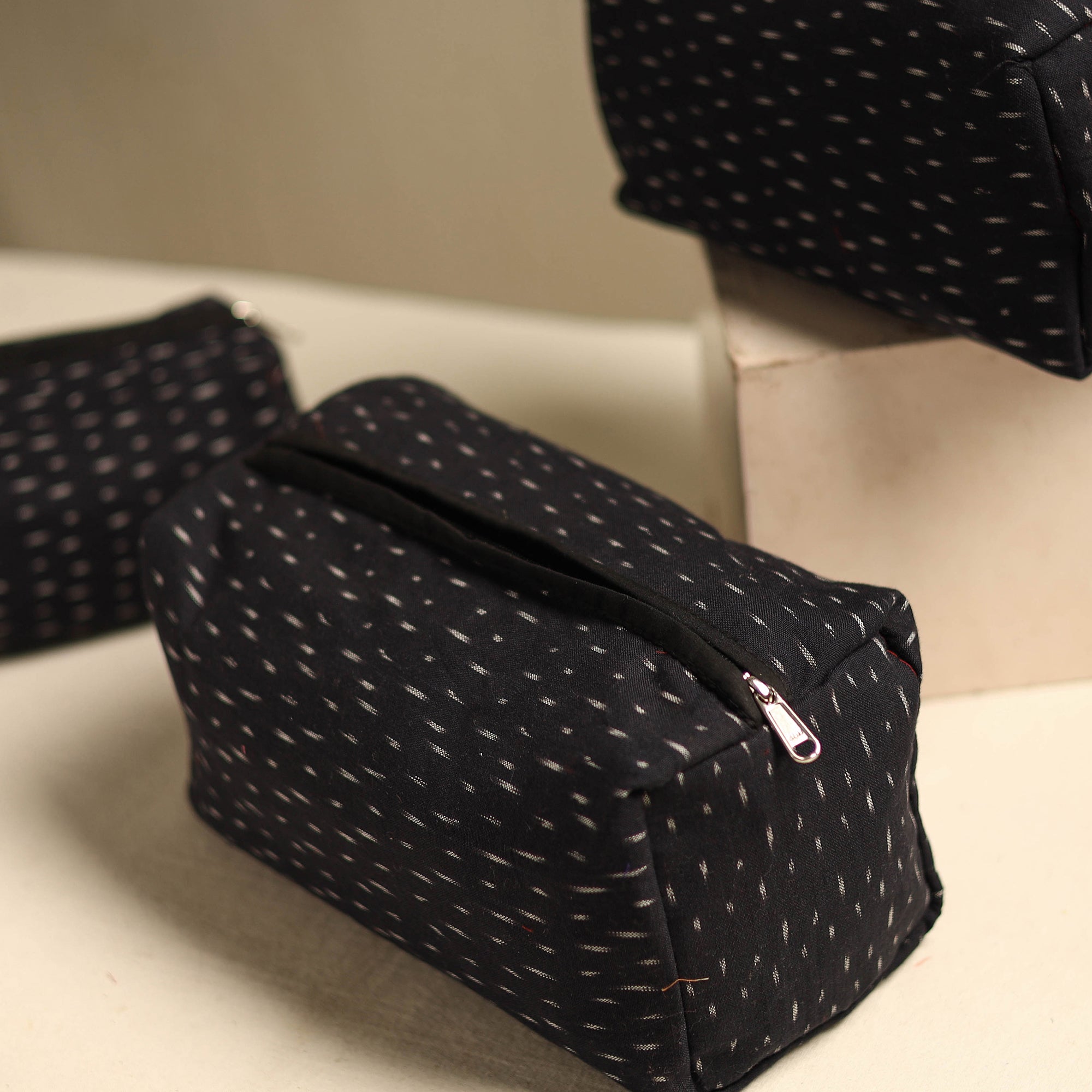 NOORI BAZAR Black - Multipurpose Handmade Toiletry Bags (Set of 3) 14 - view 2