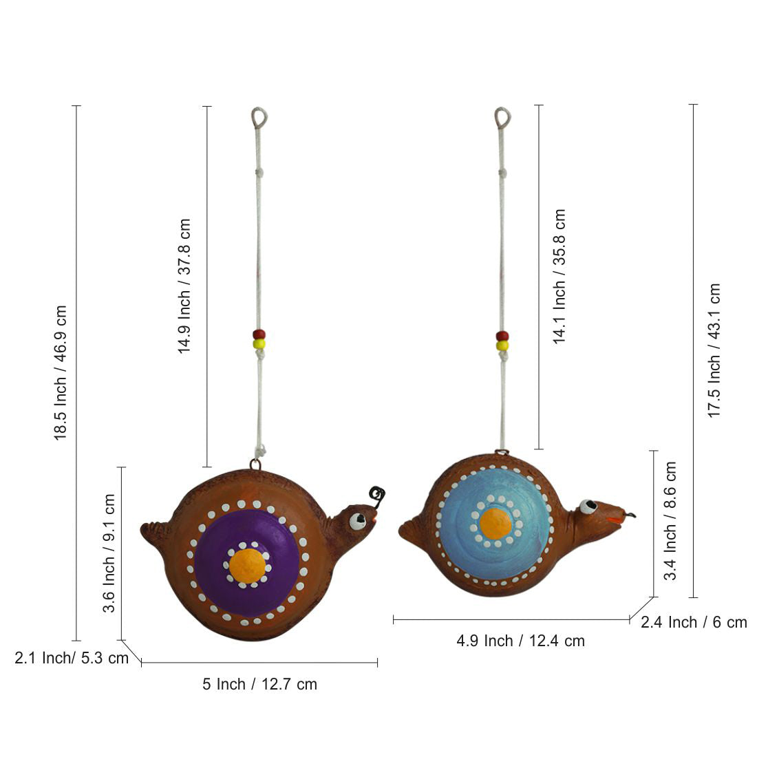 EXCLUSIVELANE 'Spiral Snails' Handpainted Garden Decorative Terracotta Hangings (Set of 2) - view 4