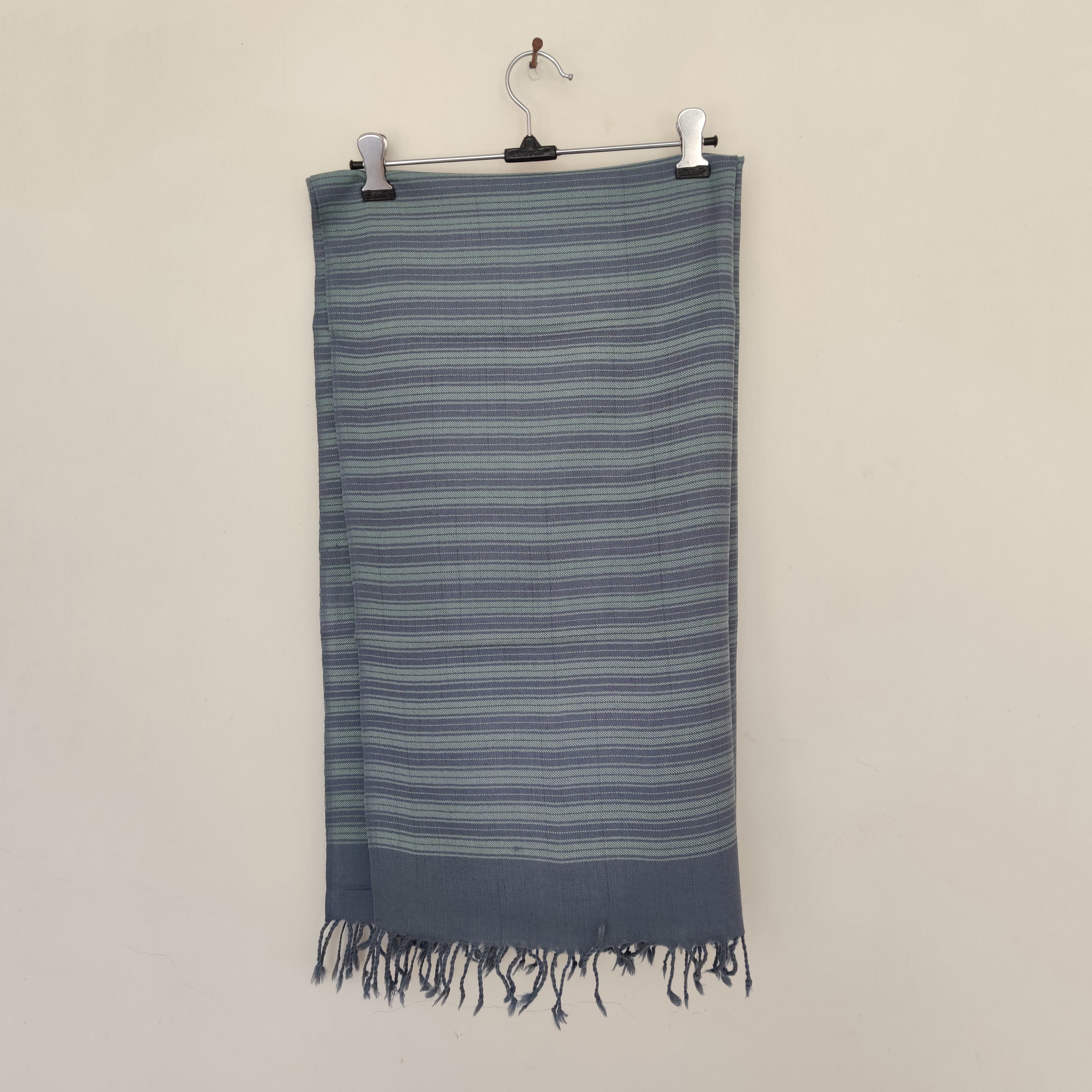 CHARKHA Blue - Grey Handwoven Merino Wool Stole - view 2