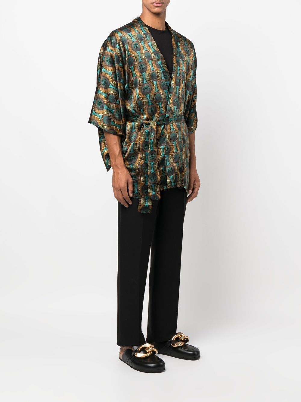 Ozwald Boateng Printed silk short kimono - view 5
