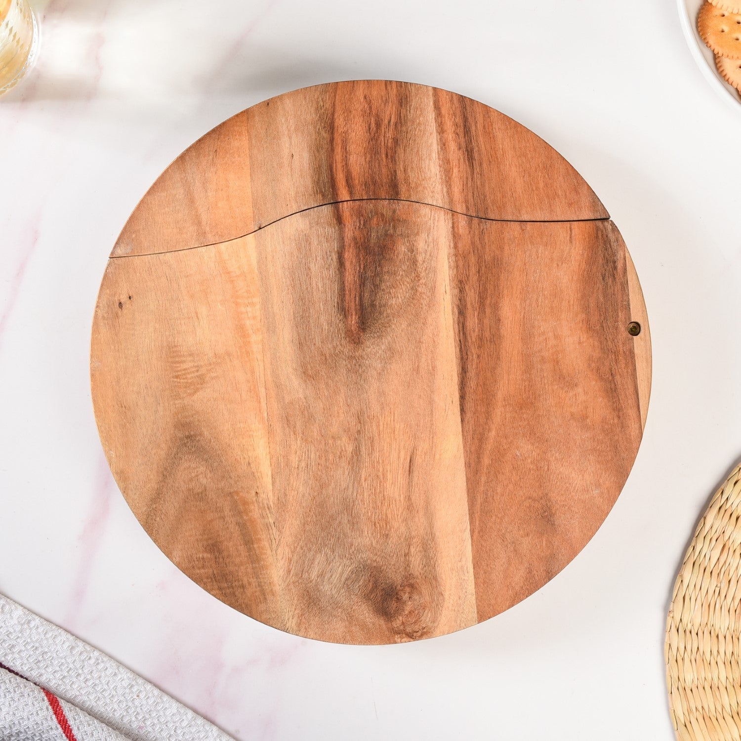 Nestasia Round Wooden Charcuterie Board With Cheese Knives - view 8