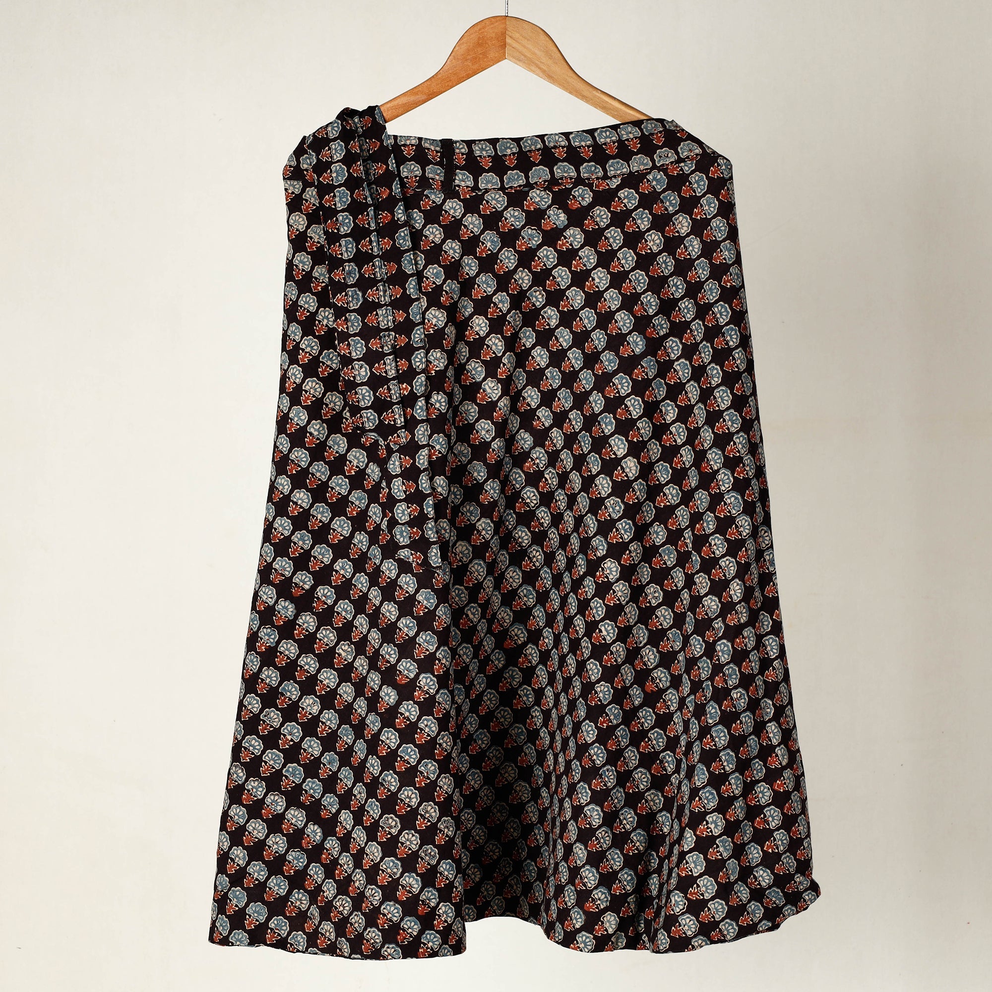 NOORI BAZAR Black - Ajrakh Block Printed Cotton Wrap Around Skirt