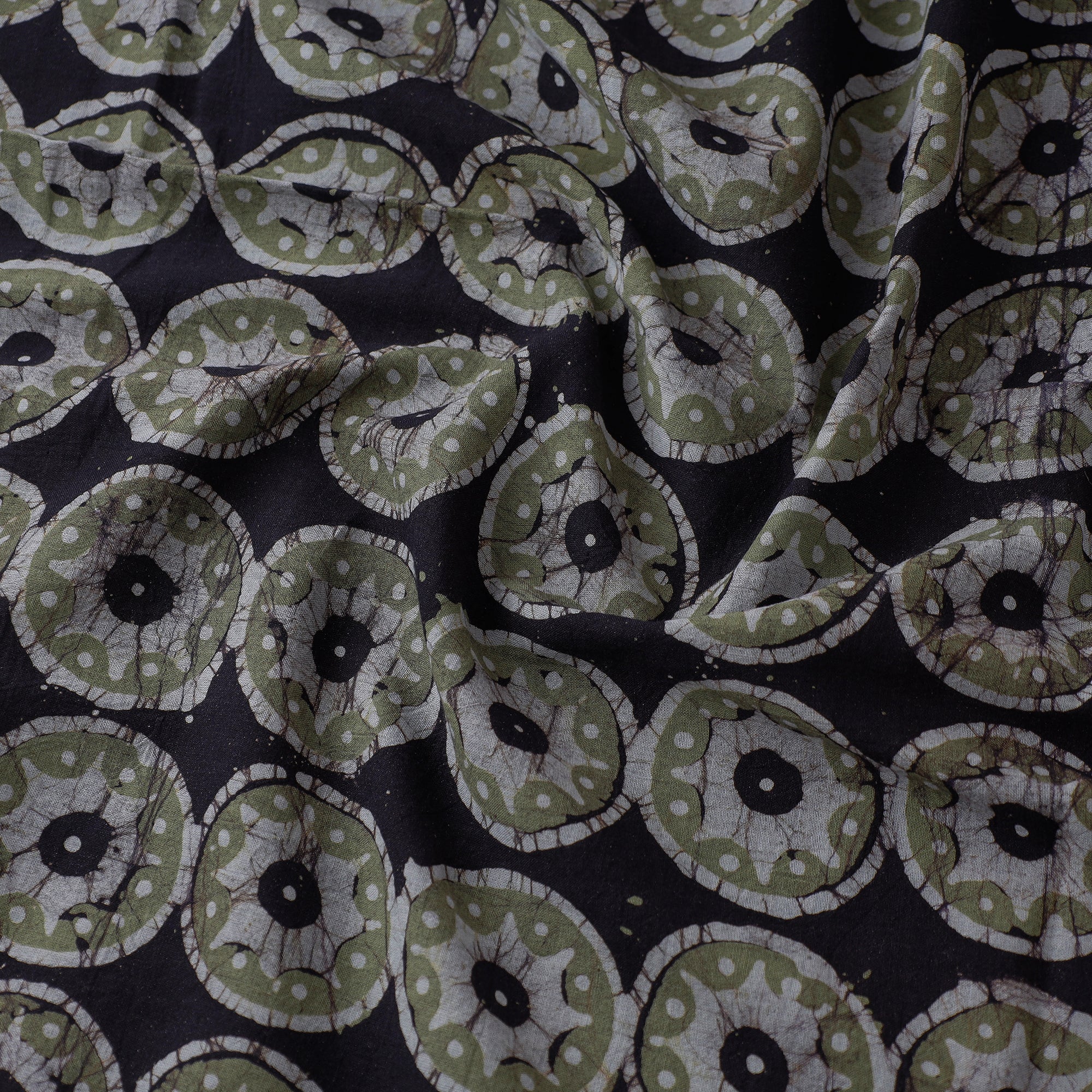 KACHCHH JI CHHAAP Black - Hand Printed Cotton Batik Fabric - view 3