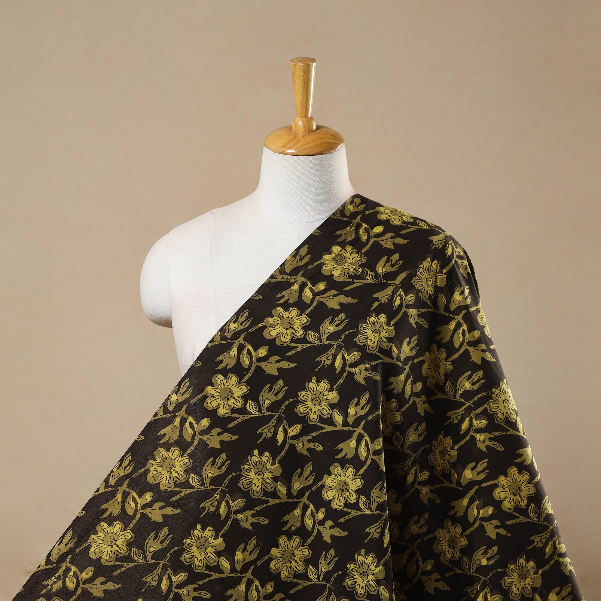 ARTISAN HAND BLOCK PRINTS Brown - Block Print Cotton Jahota Fabric 38