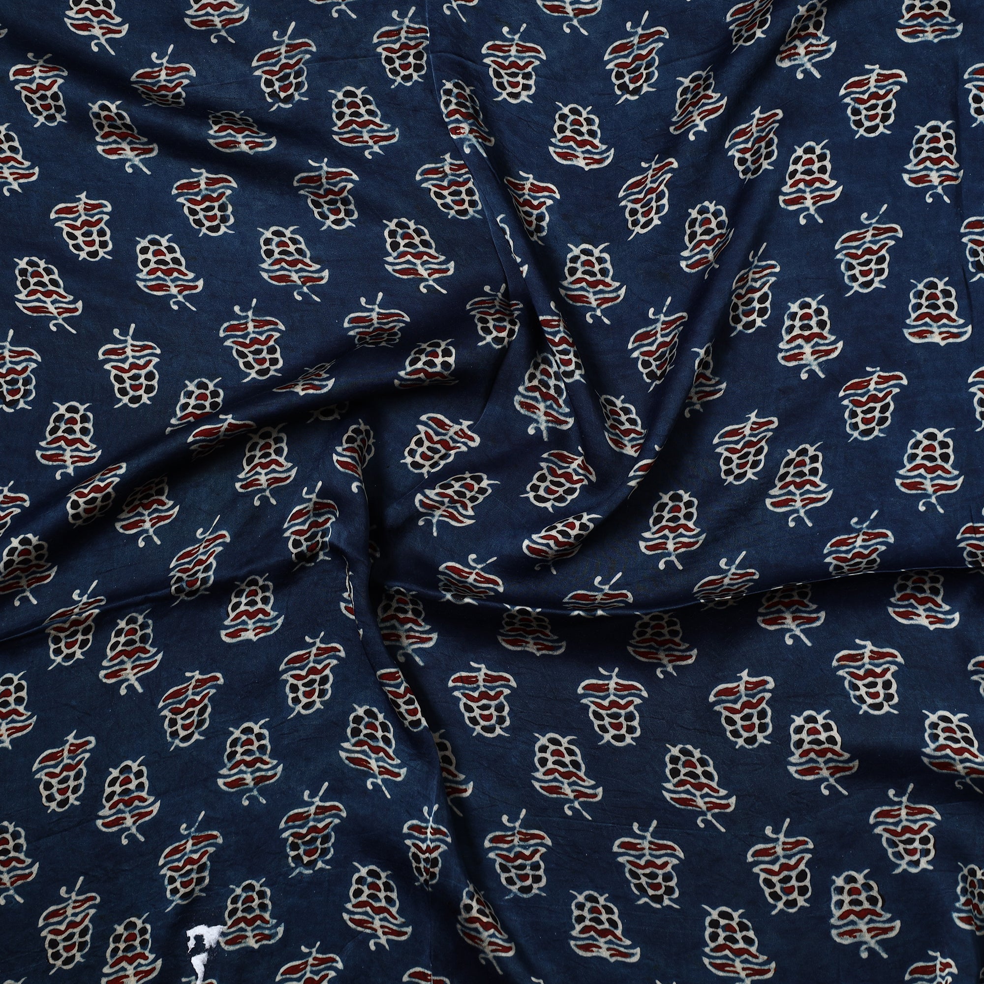 RIYAZ ABDULMAJID KHATRI - AJRAKH Blue - Ajrakh Hand Block Printed Modal Silk Precut Fabric (1 meter) 54 - view 2