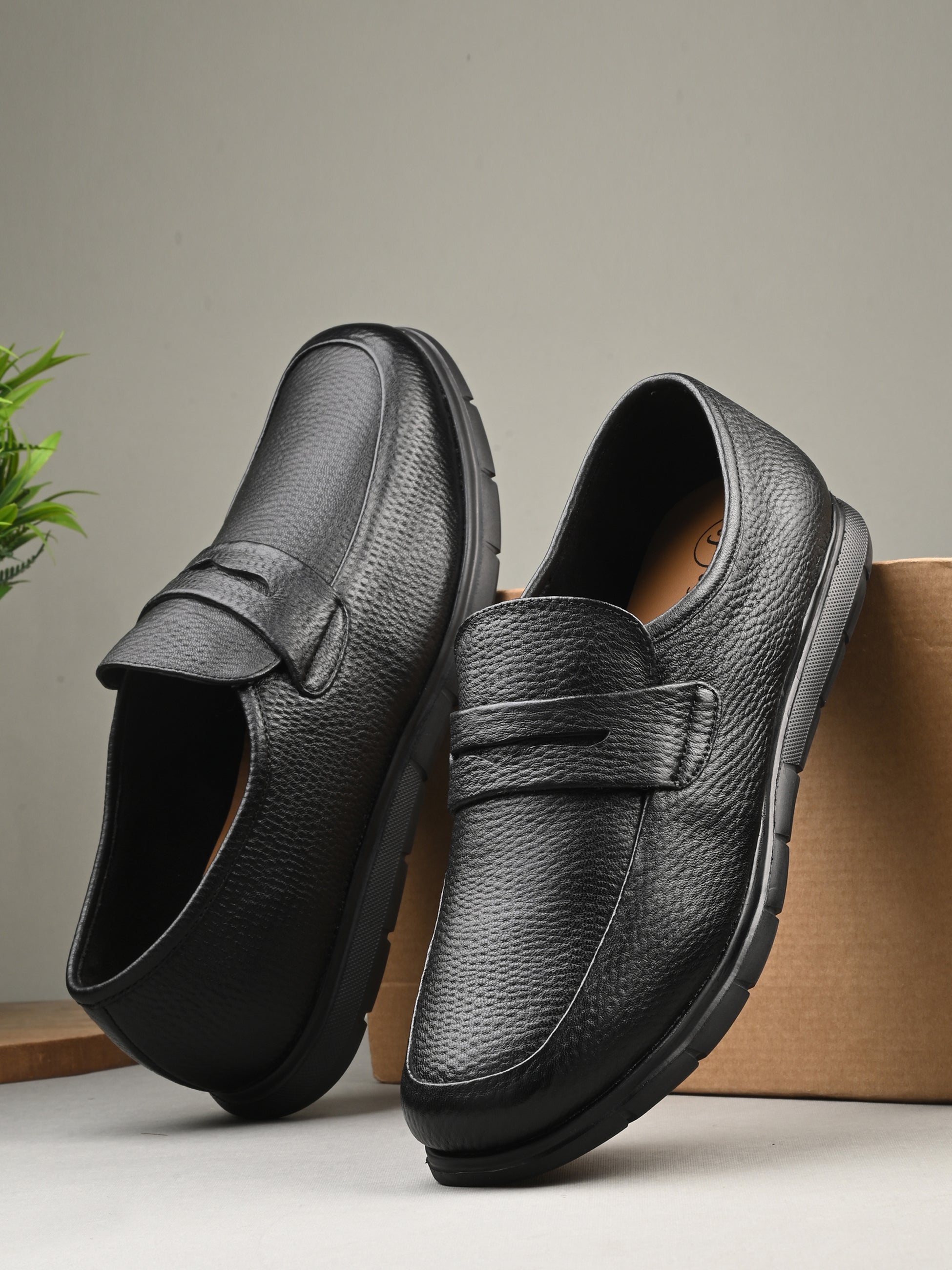 Pashmina Leather Loafers by Lafattio – Black - view 2