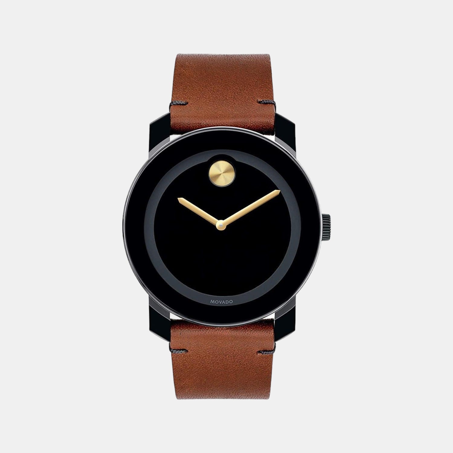 Movado Bold TR90 Men Quartz Black Dial Analog Leather Watch 3600305