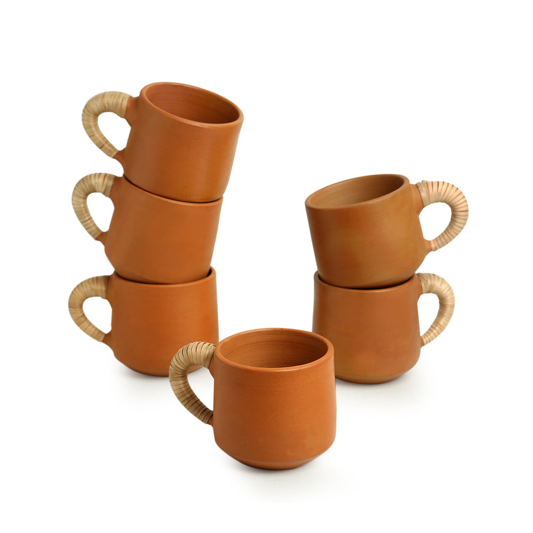 EXCLUSIVELANE 'Cane Heirloom' Coffee & Tea Cups in Terracotta (Set of 6, 140 ml) - view 2