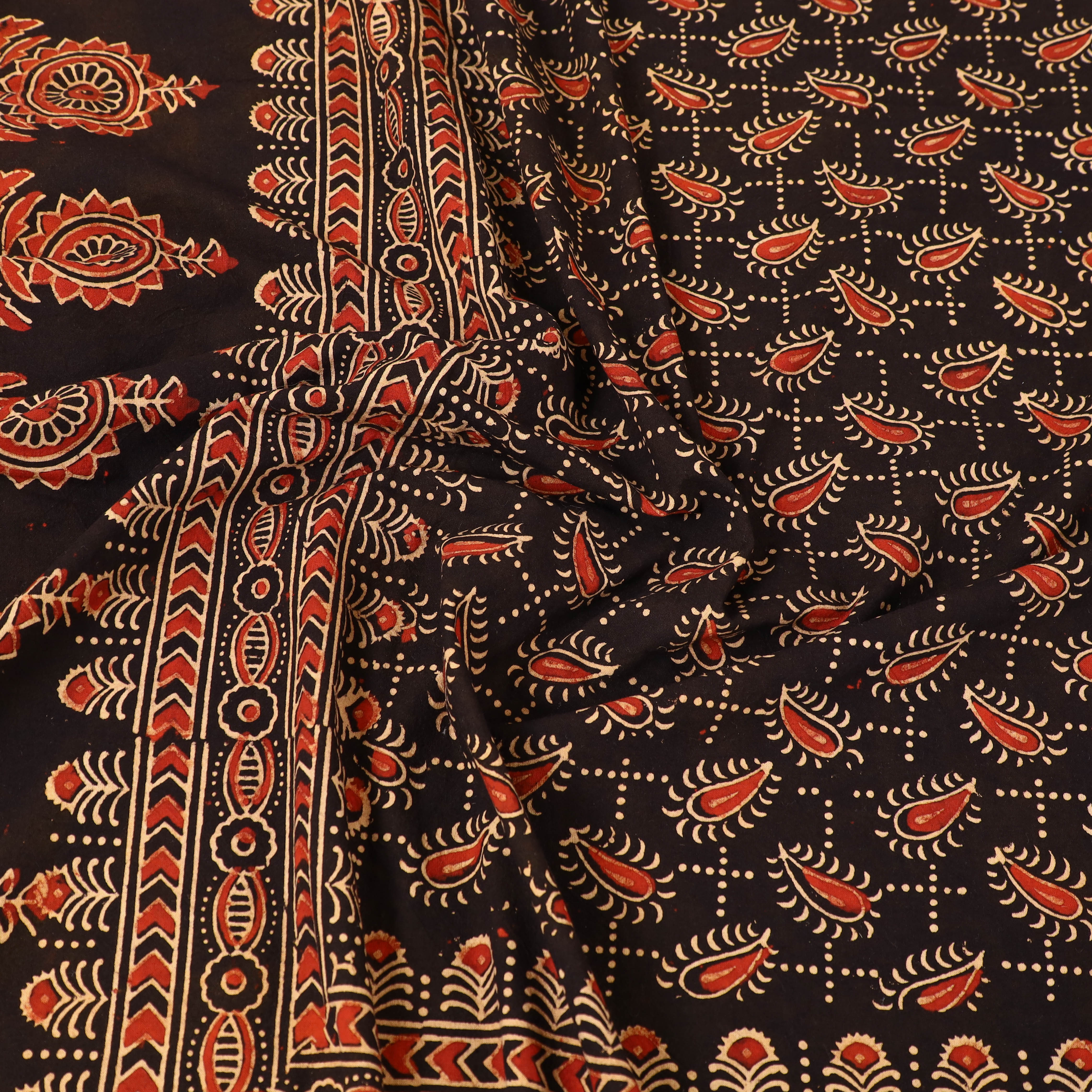 KACHCHH JI CHHAAP Black - Block Print Cotton Double Ajrakh Bed Sheet Set 01 - view 6