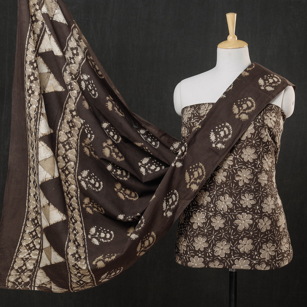 HAVELI CHRONICLES Brown - 3pc Cotton Block Printed Pipad Dress Material Set