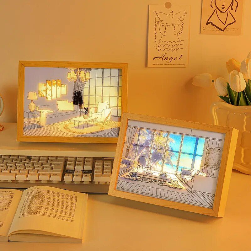 Catterton Japanese 3D Painting Wooden LED Frame - view 2