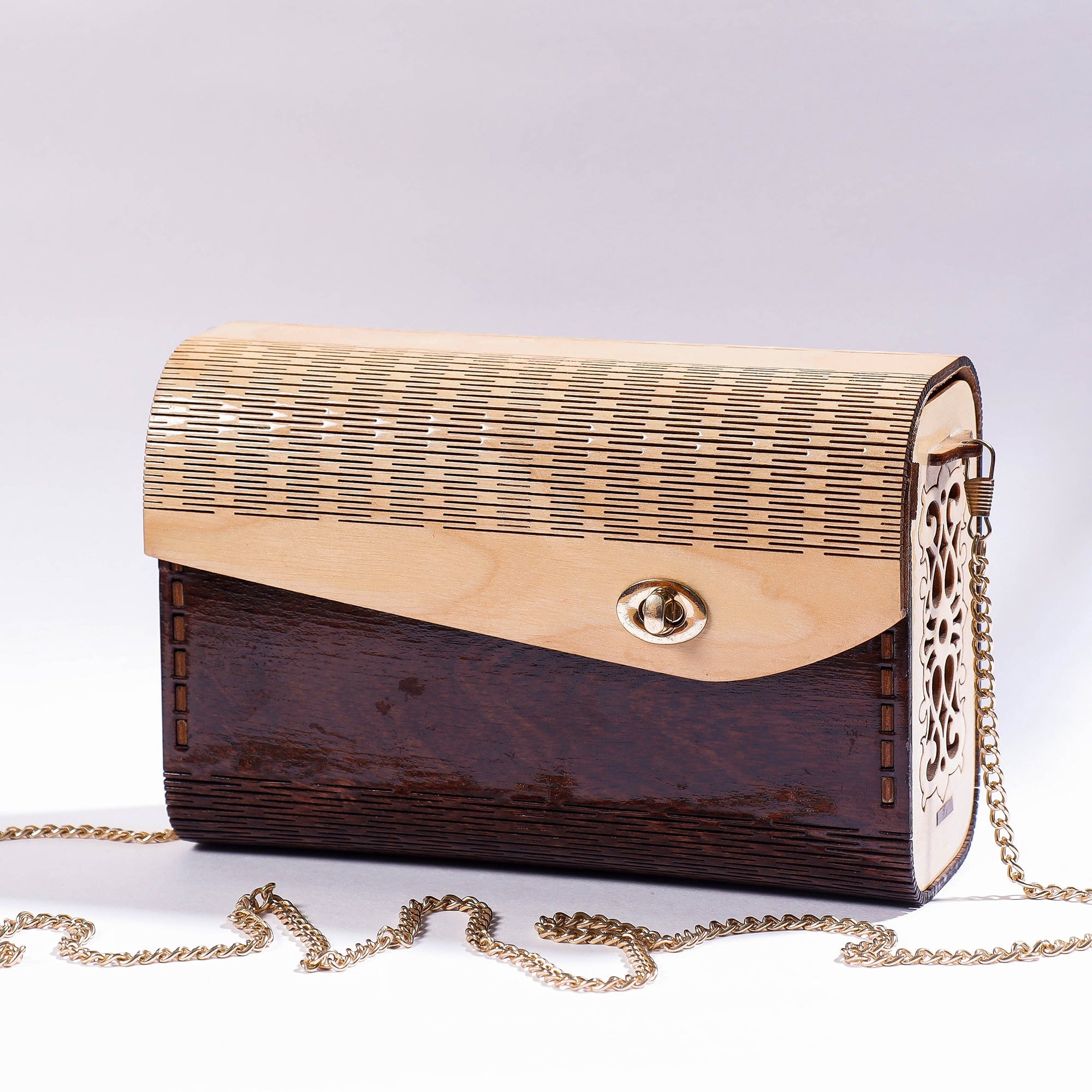 NABARD - ARTISAN CONNECT Brown - Handcrafted Birch Wooden Sling Bag - view 3