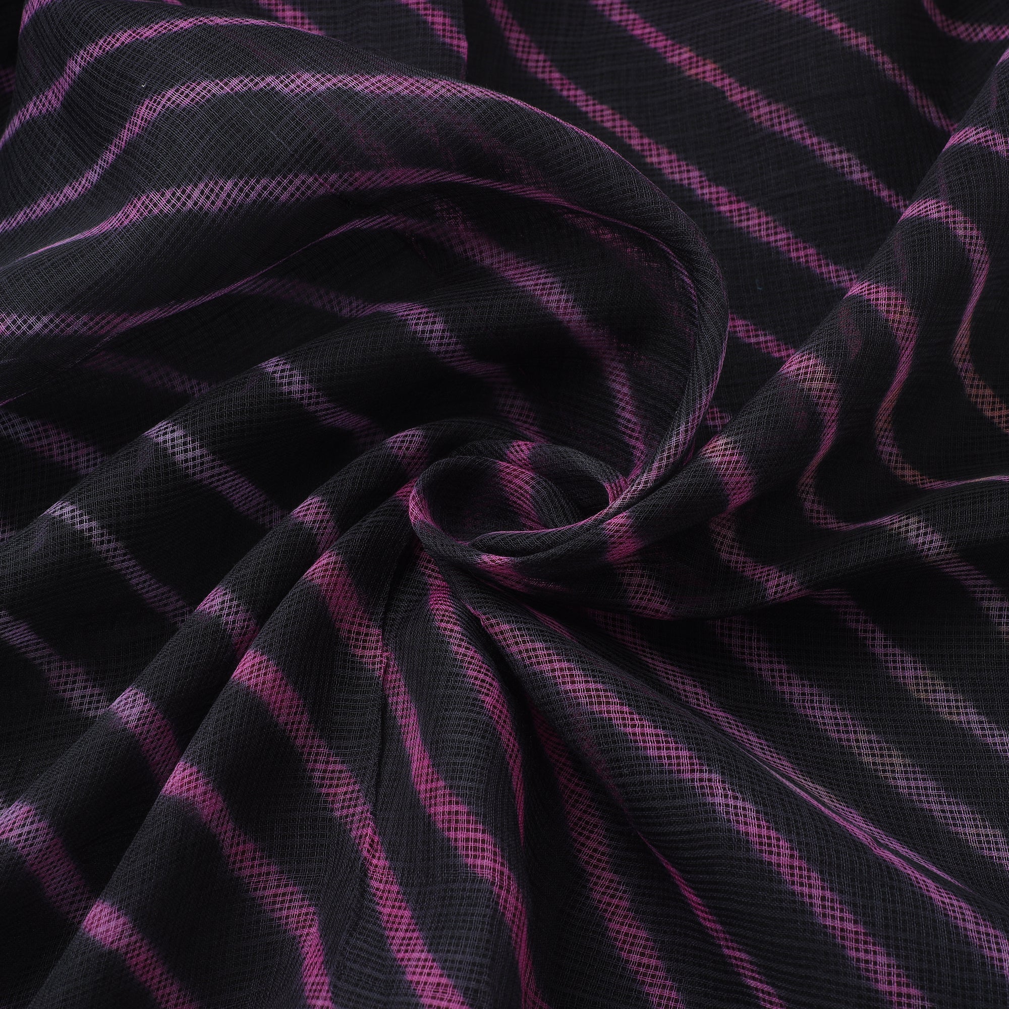 LEHARIYA BY BADSHAH MIYAN Black - Leheriya Tie-Dye Kota Doria Cotton Fabric 95 - view 3
