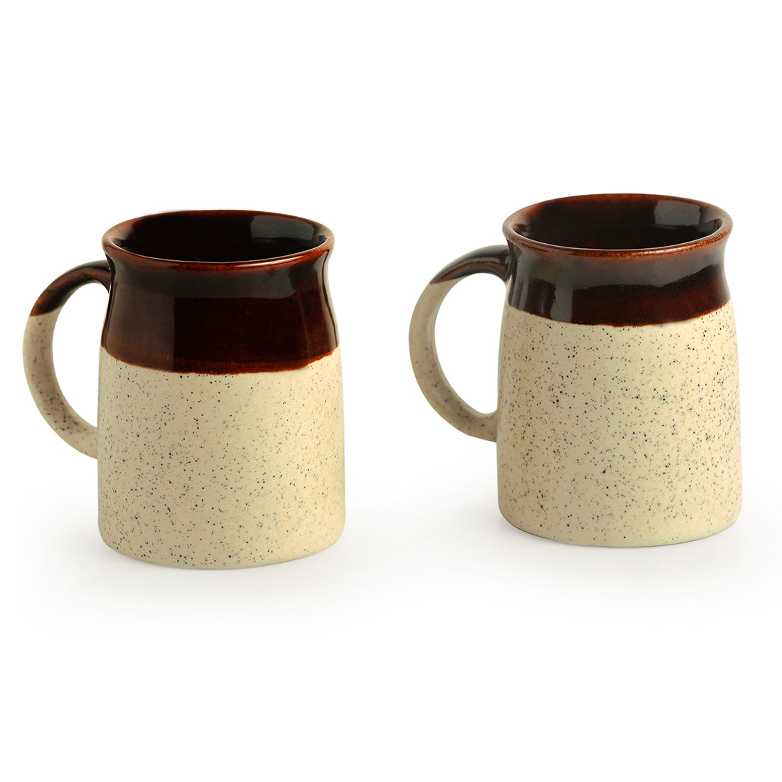 EXCLUSIVELANE Beige - 'Cocoa Rims' Studio Pottery Tea & Coffee Mugs In Ceramic (Set Of 2) - view 2