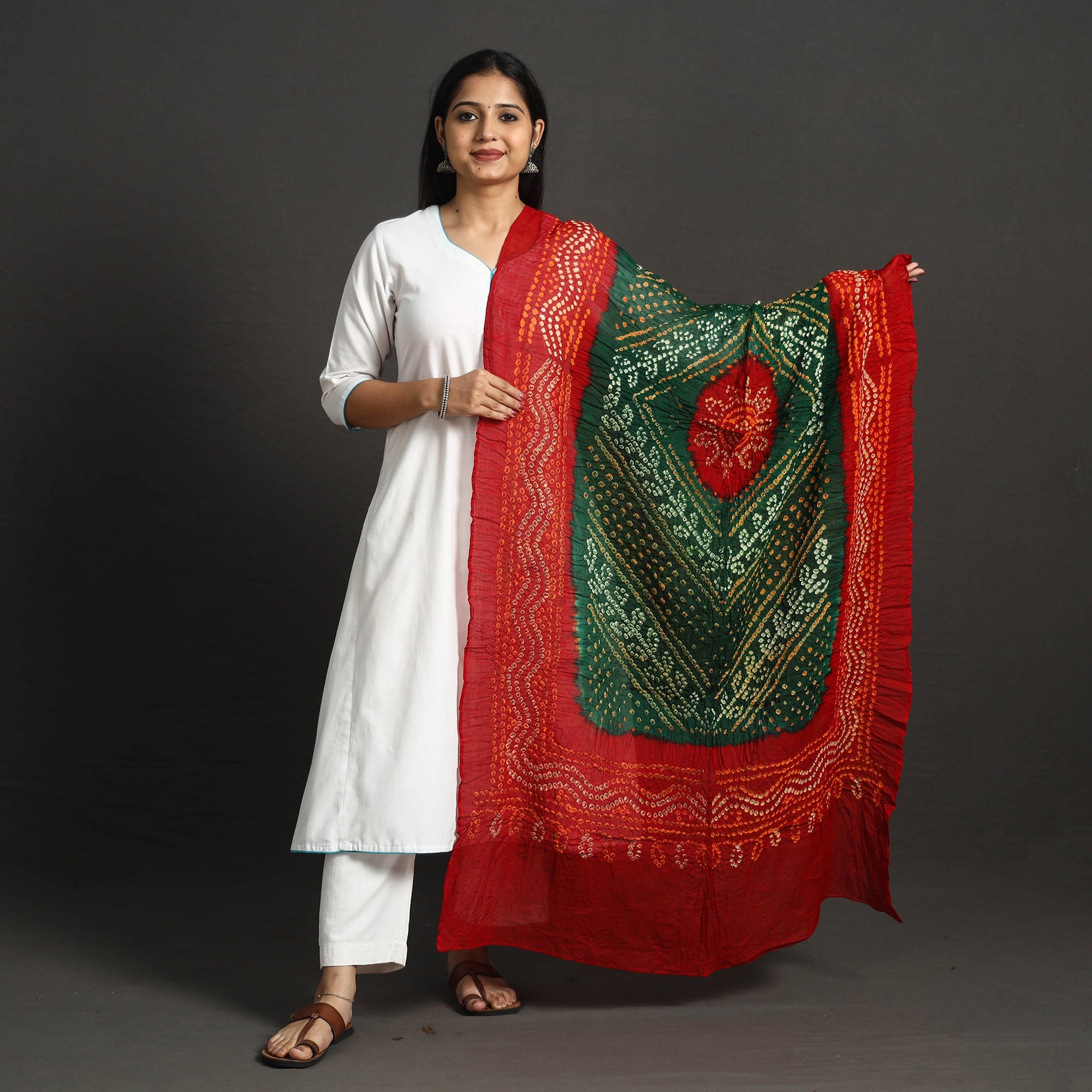 KACHCHH JI CHHAAP Kutch Tie-Dye Cotton Bandhani Dupatta 29