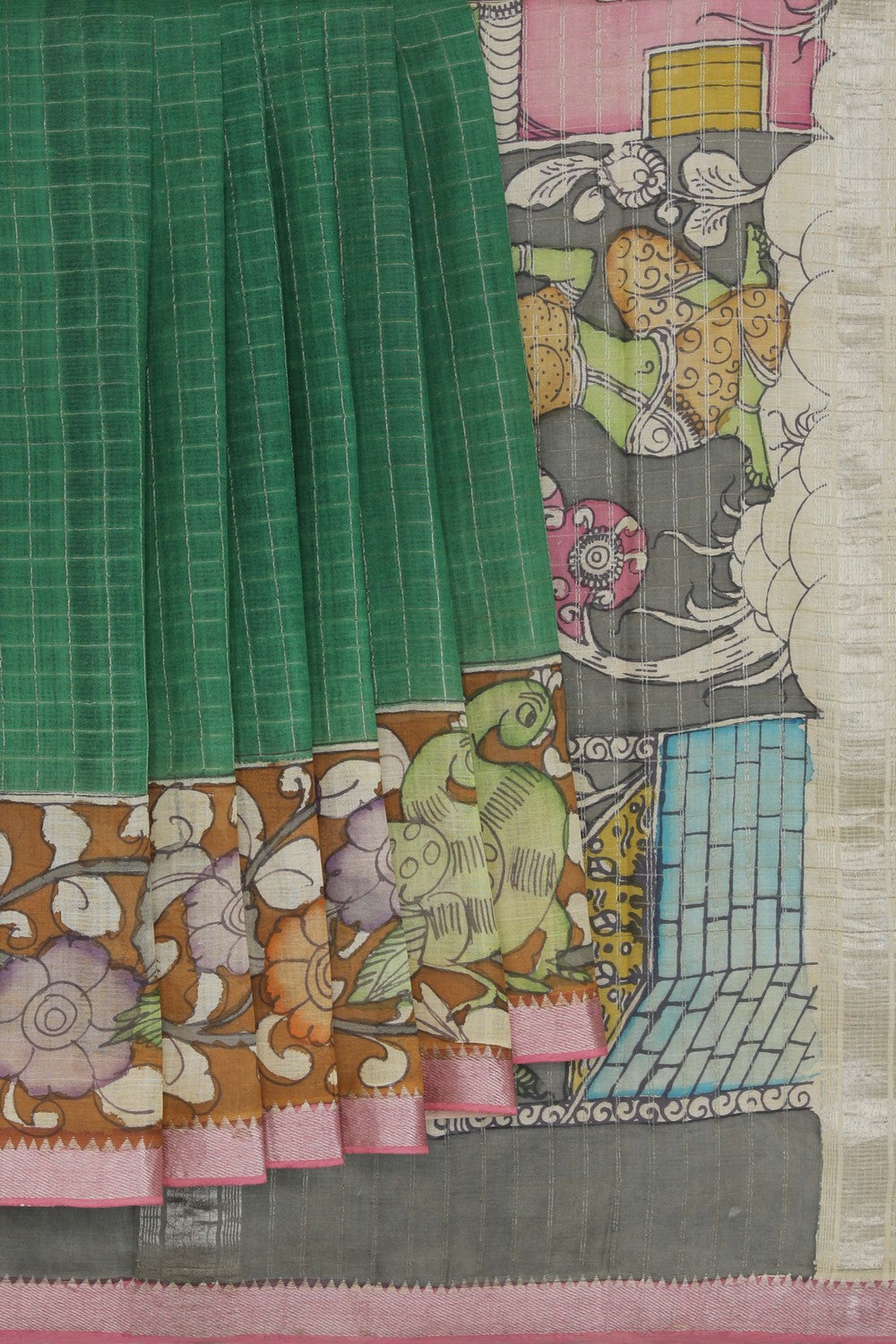 Kalanjali Kalamkari Painted Saree With Natural Dyes.