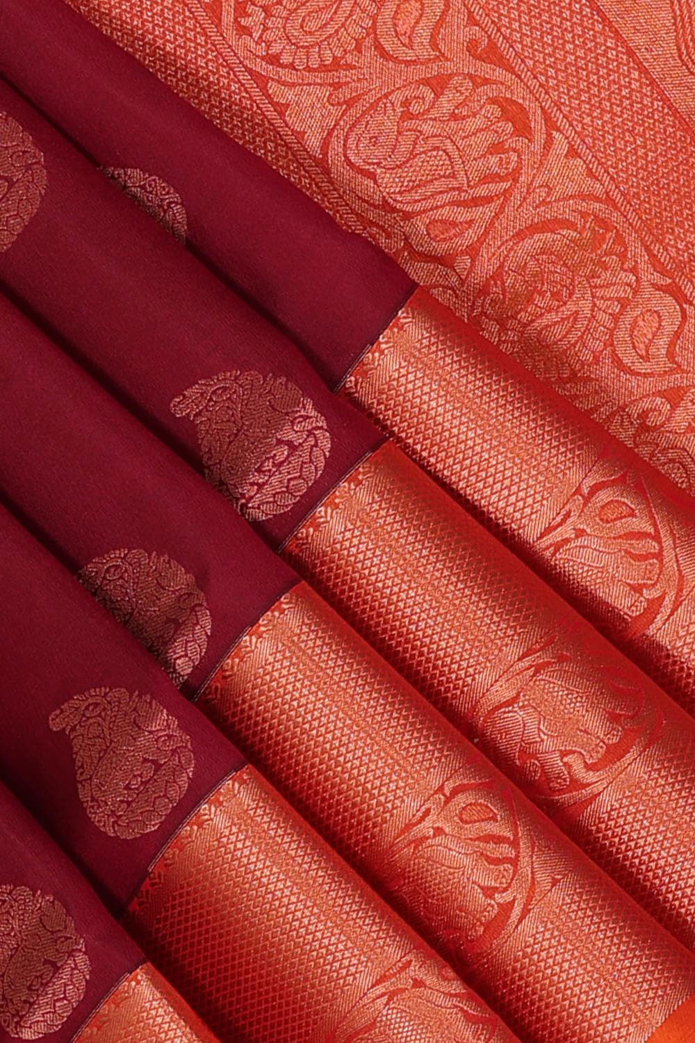 Kalanjali Gorgeous Caramel-Maroon Saree – Women's - view 2