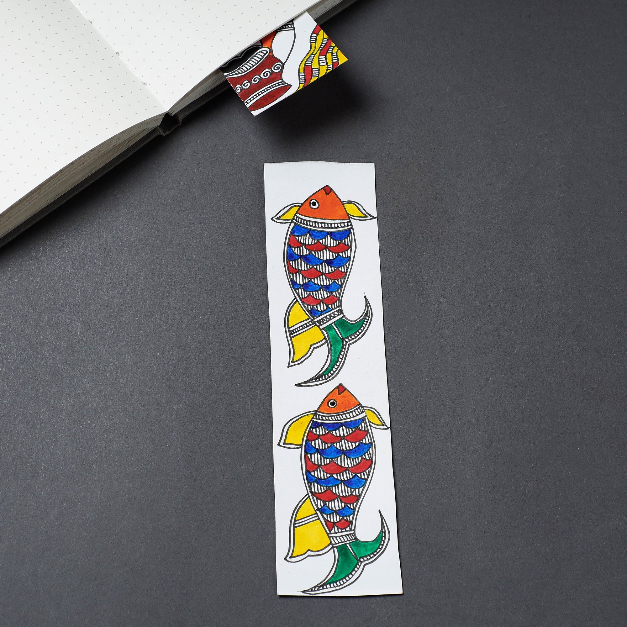 ITOKRI CRAFTS INITIATIVE Assorted - Madhubani Handpainted Bookmark (7 x 2 in)