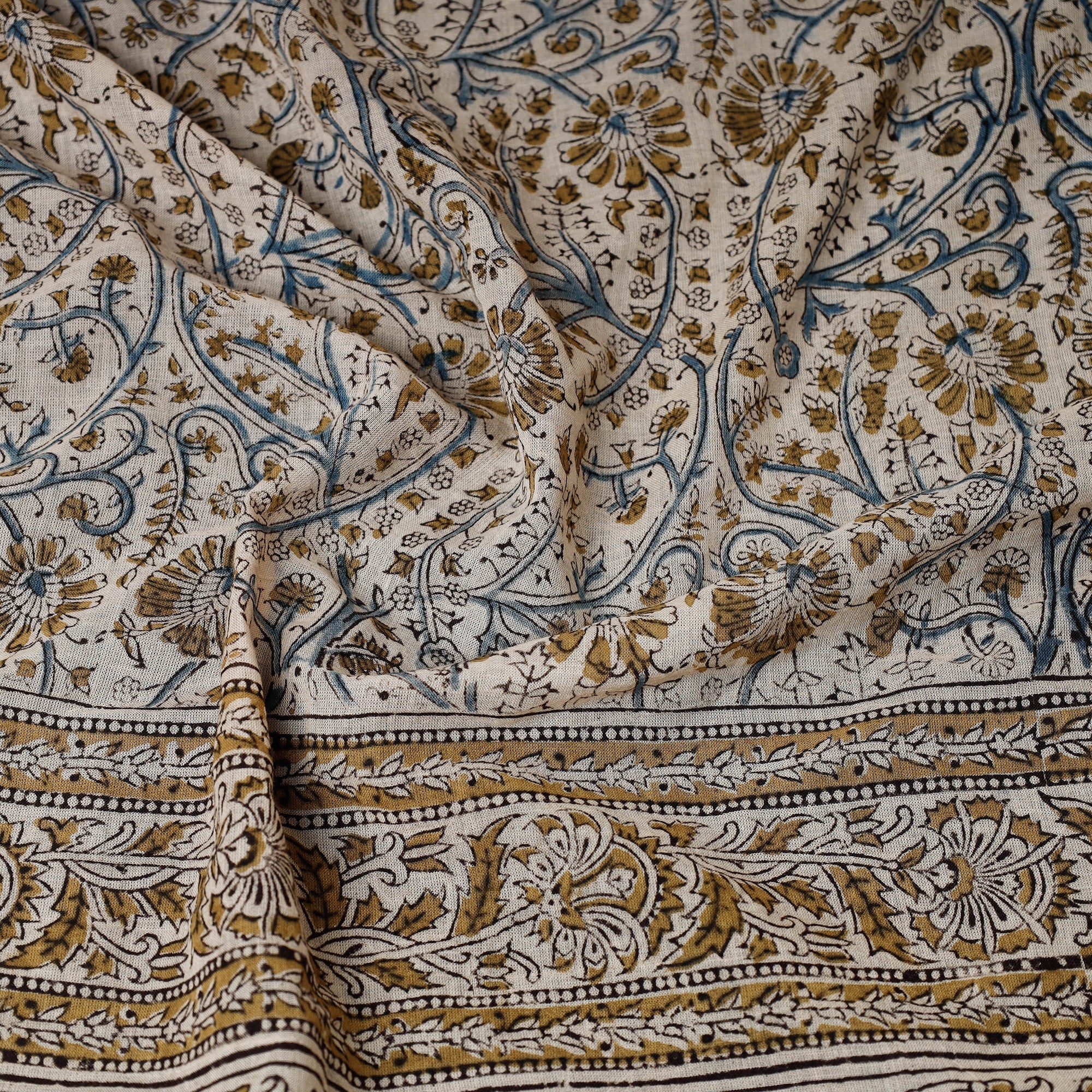 PITCHUKA SRINIVAS KALAMKARI PEDANA Beige - Original Pedana Kalamkari Block Printed Cotton Scarf - view 2