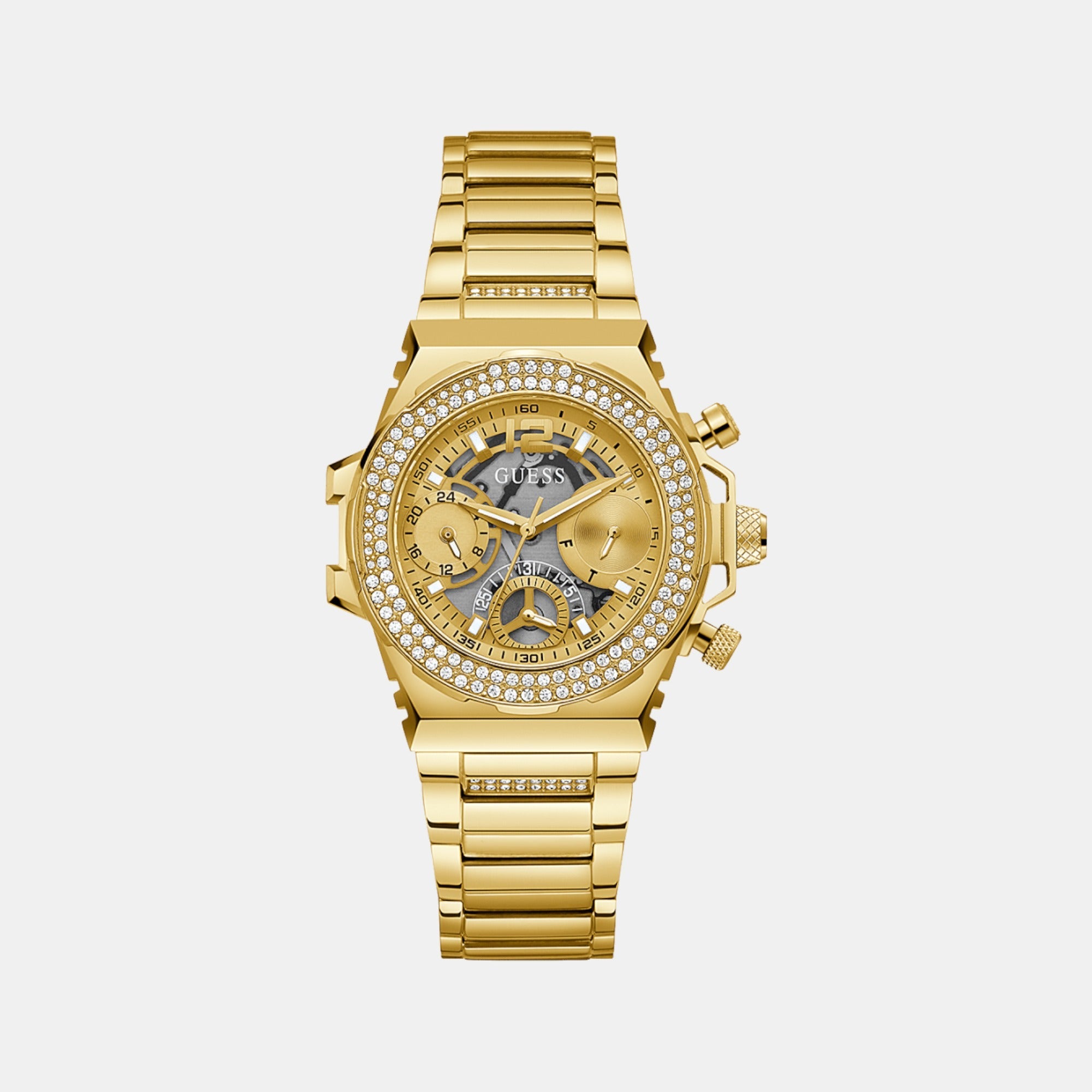 Guess Fusion Women Quartz Gold Dial Chronograph Stainless Steel Watch GW0552L2