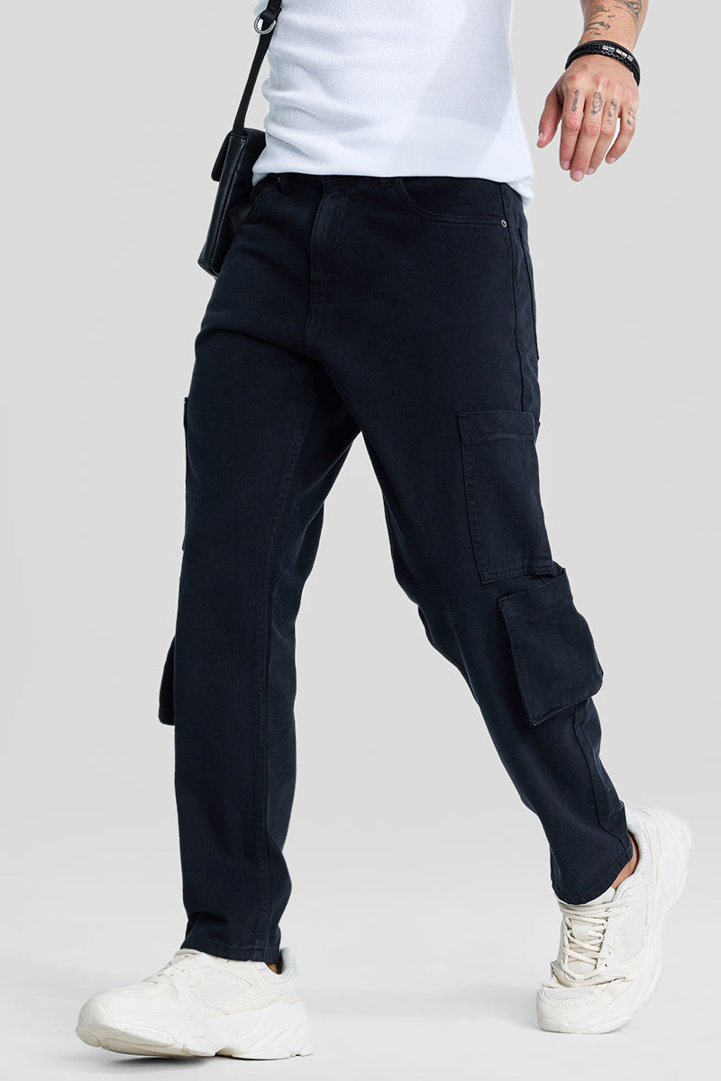 SNITCH Navy Baggy Fit Jeans