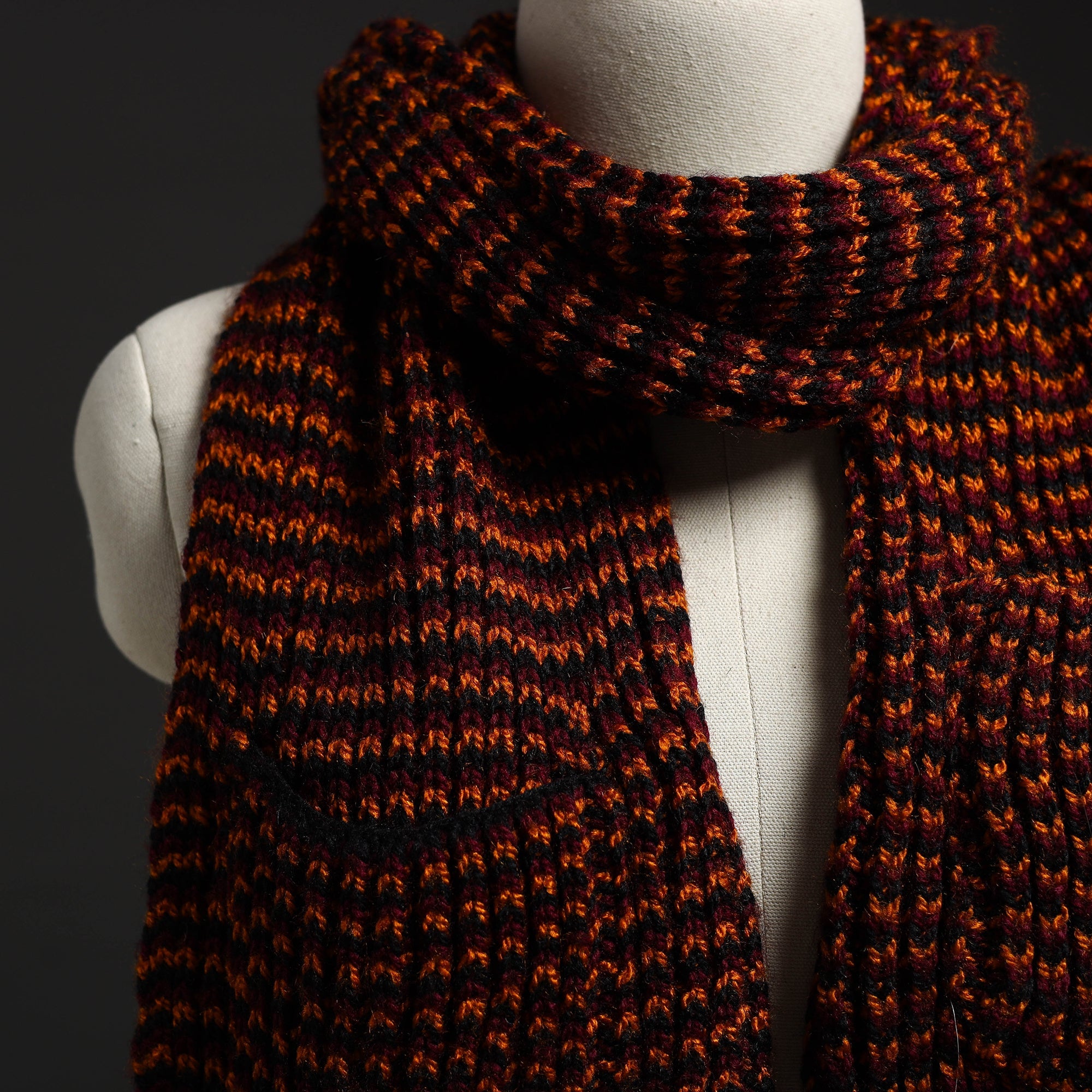 KILMORA Brown - Kumaun Hand Knitted Woolen Muffler with Pockets 84 - view 2