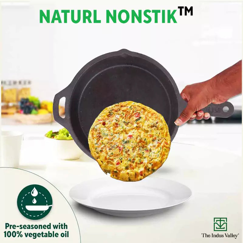 The Indus Valley CASTrong Cast Iron Fry Pan, Pre-seasoned, Nonstick, 100% Pure, Toxin-free, Induction, 25cm, 1.6L, 2.4kg - view 8