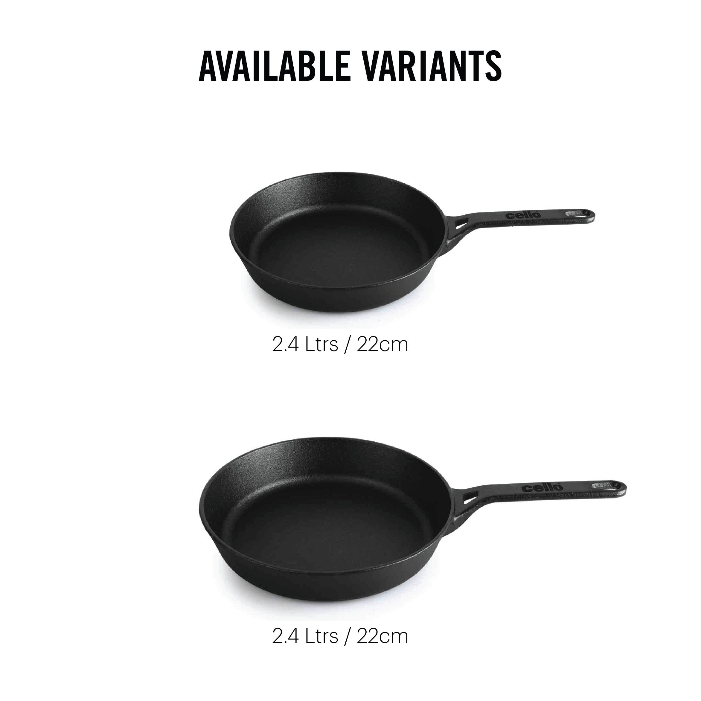 Cello Ironica Pre-Seasoned Cast Iron Fry Pan – Black - view 12