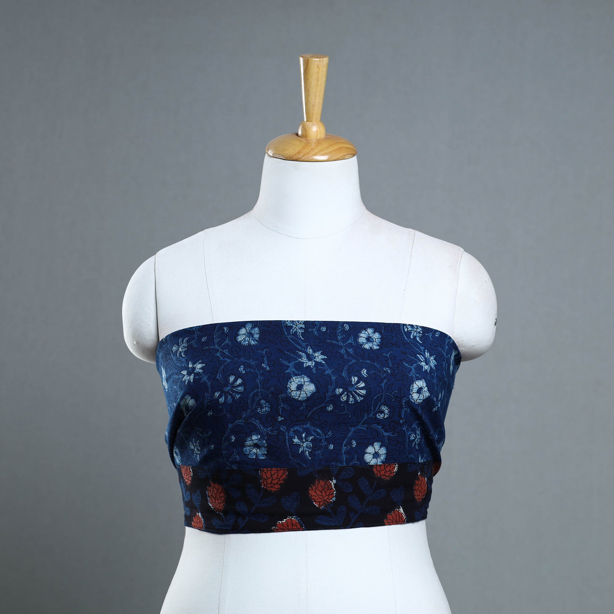 NOORI BAZAR Blue - Block Print Cotton Pipad Blouse Piece 128