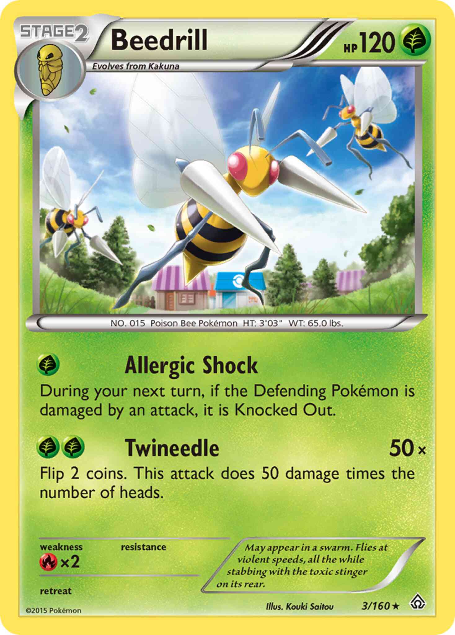 Rare xy5-3 reverse – Pokémon Beedrill - 3/160 - Rare [xy5-3] [Reverse Holo]