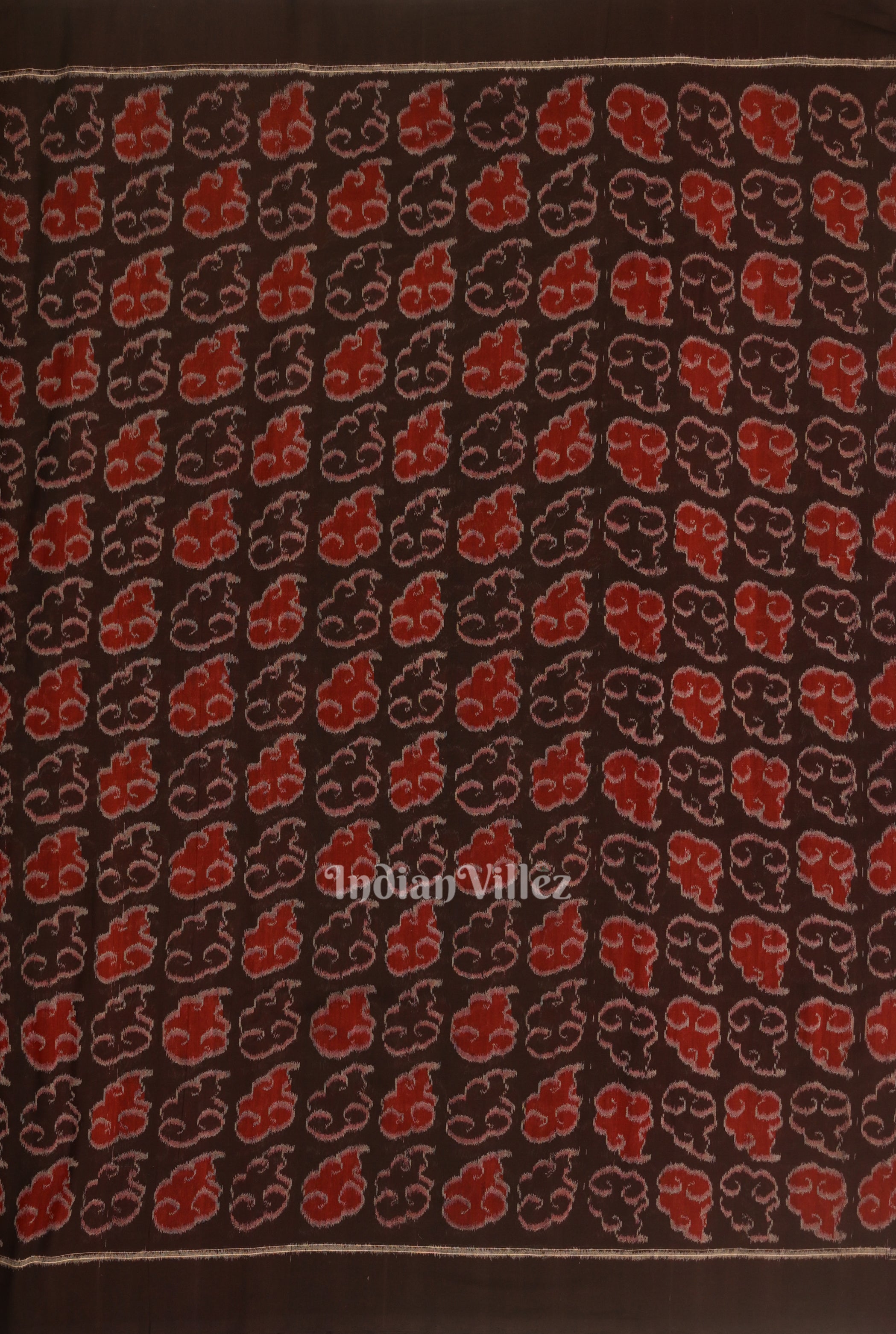 IndianVillèz Chocolate Brown Sambalpuri Odisha Ikat Cotton Fabric - view 3