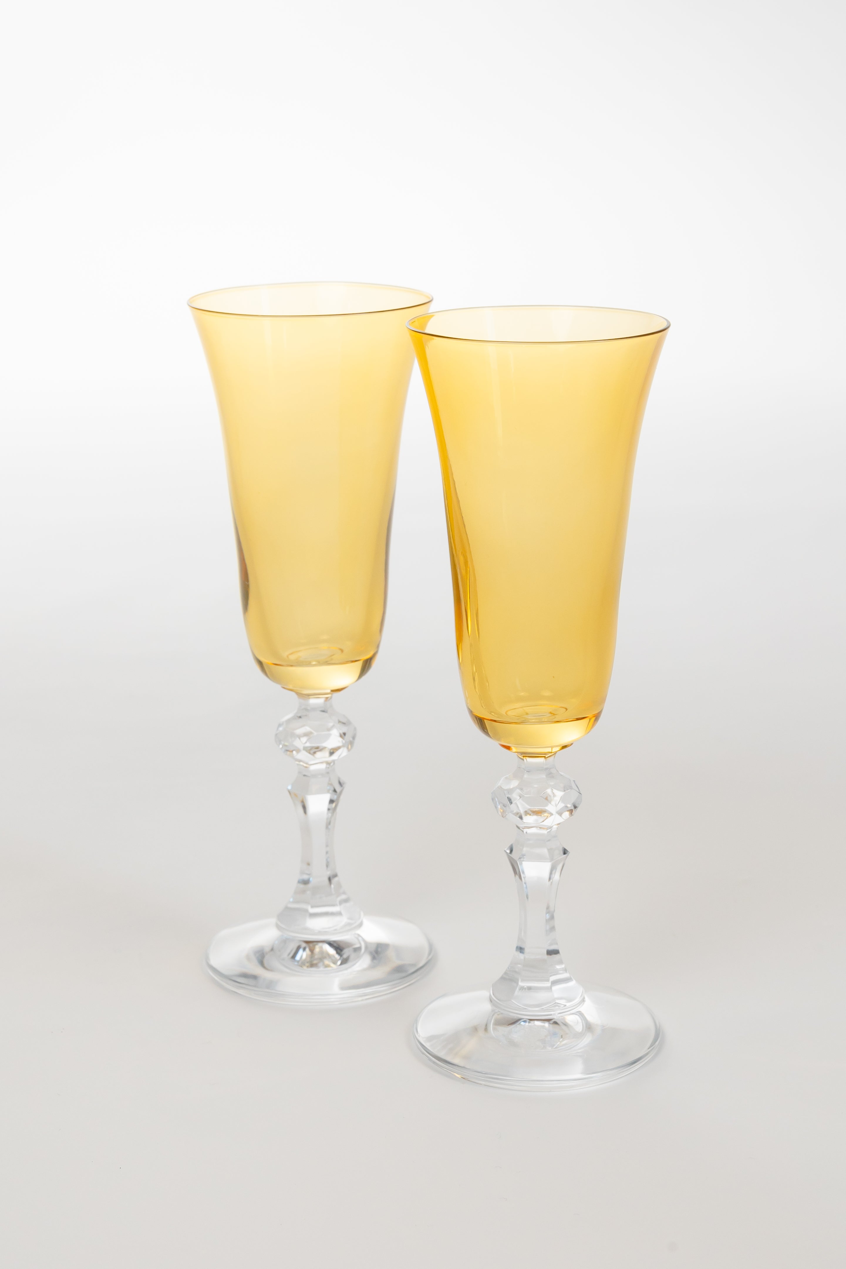 Estelle Colored Glass Estelle Colored Regal Flute With Clear Stem - Set of 2 {Yellow} - view 2