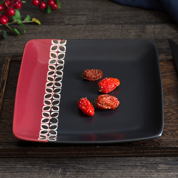 Nestasia Carmine Red and Black Square Plate 8 Inch - view 6