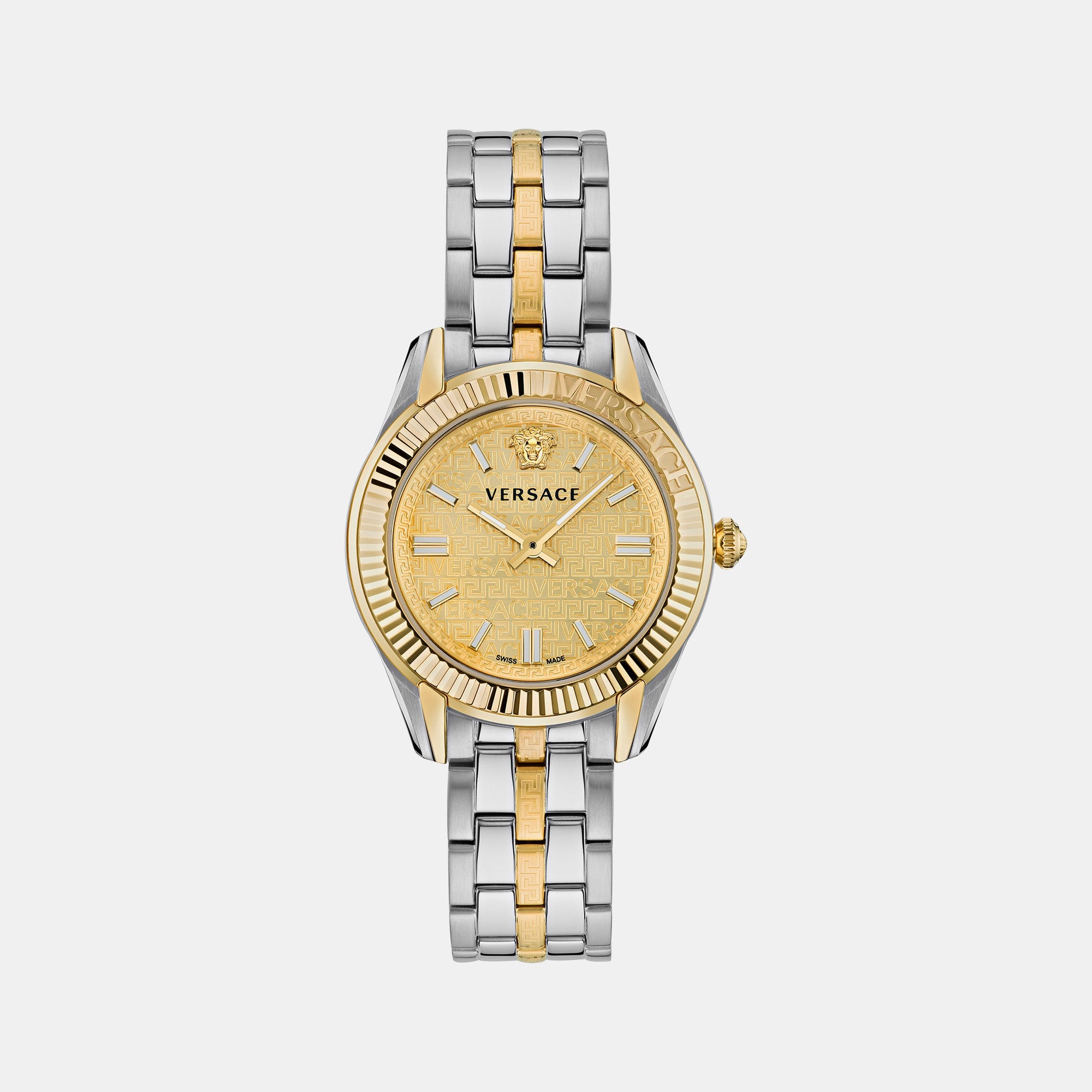 Versace Greca Women Quartz Gold Dial Analog Stainless Steel Watch VE6C00523