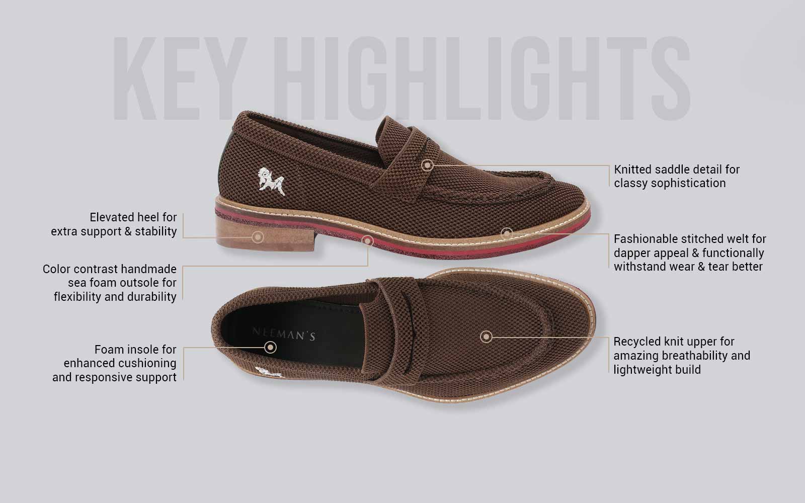 Neeman's Block Heel Loafers : Brown - view 5