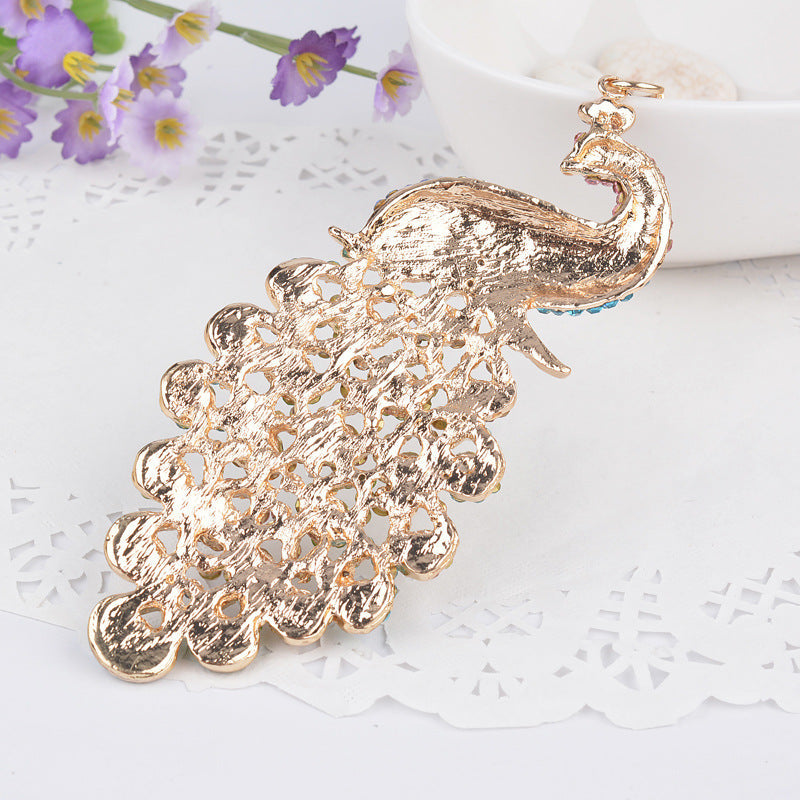 Peeperly Lavish Diamond Peacock Alloy Keychain - view 5