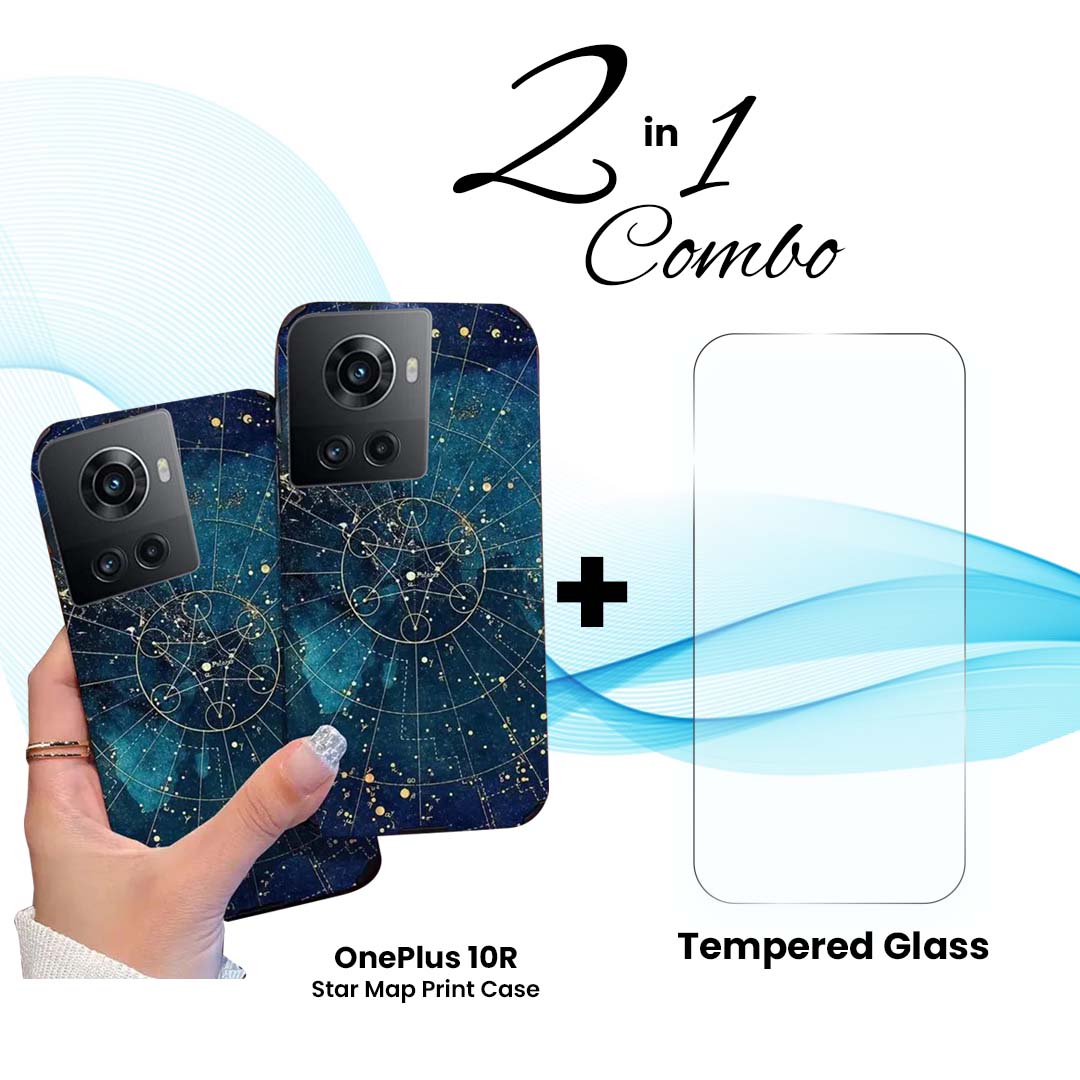 OnePlus (2 in 1 Combo) - Star Map Print Case + Tempered Glass - view 2