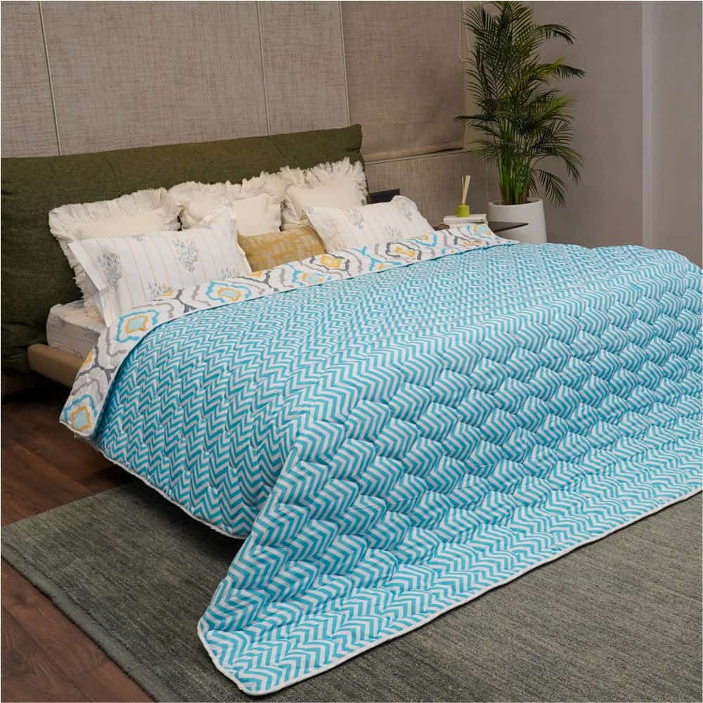 Urban Space -Home Furnishing Store Fluffy & Heavy 200 GSM Microfiber Reversible Quilted Winter Comforters (Morocco Blue-Single, Double) - view 2